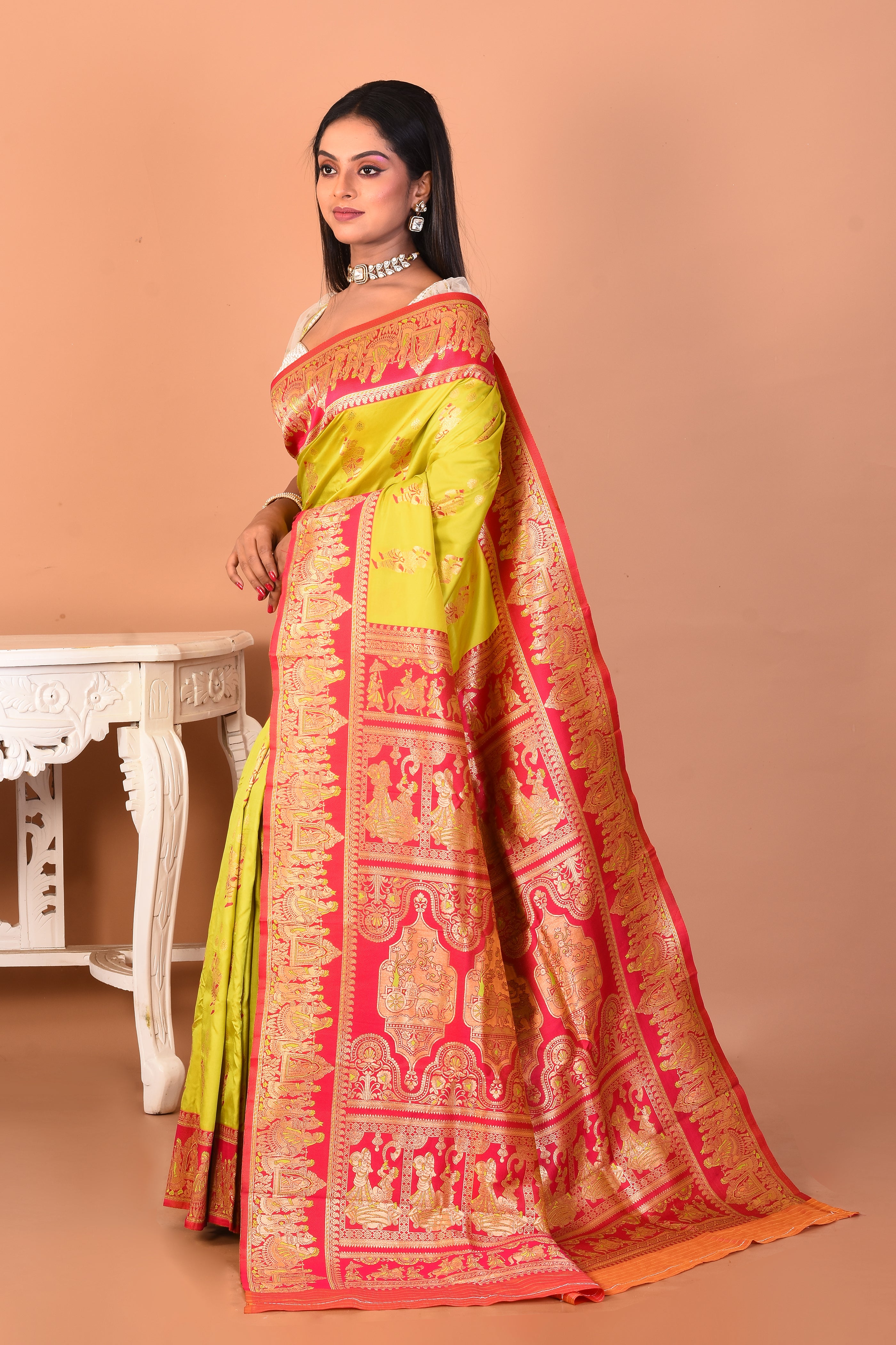 Leaf Green Blended Kanjivaram Silk Saree - Keya Seth Exclusive