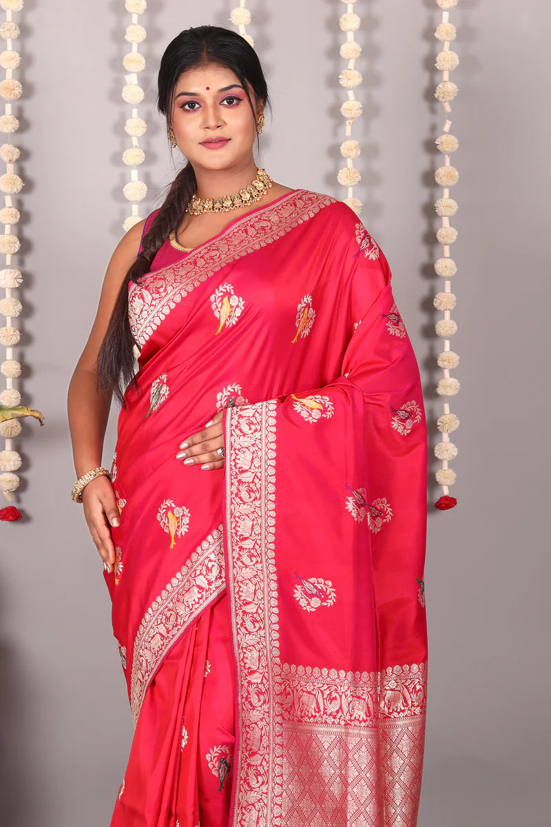 Pink Pure Katan Silk Saree - Keya Seth Exclusive