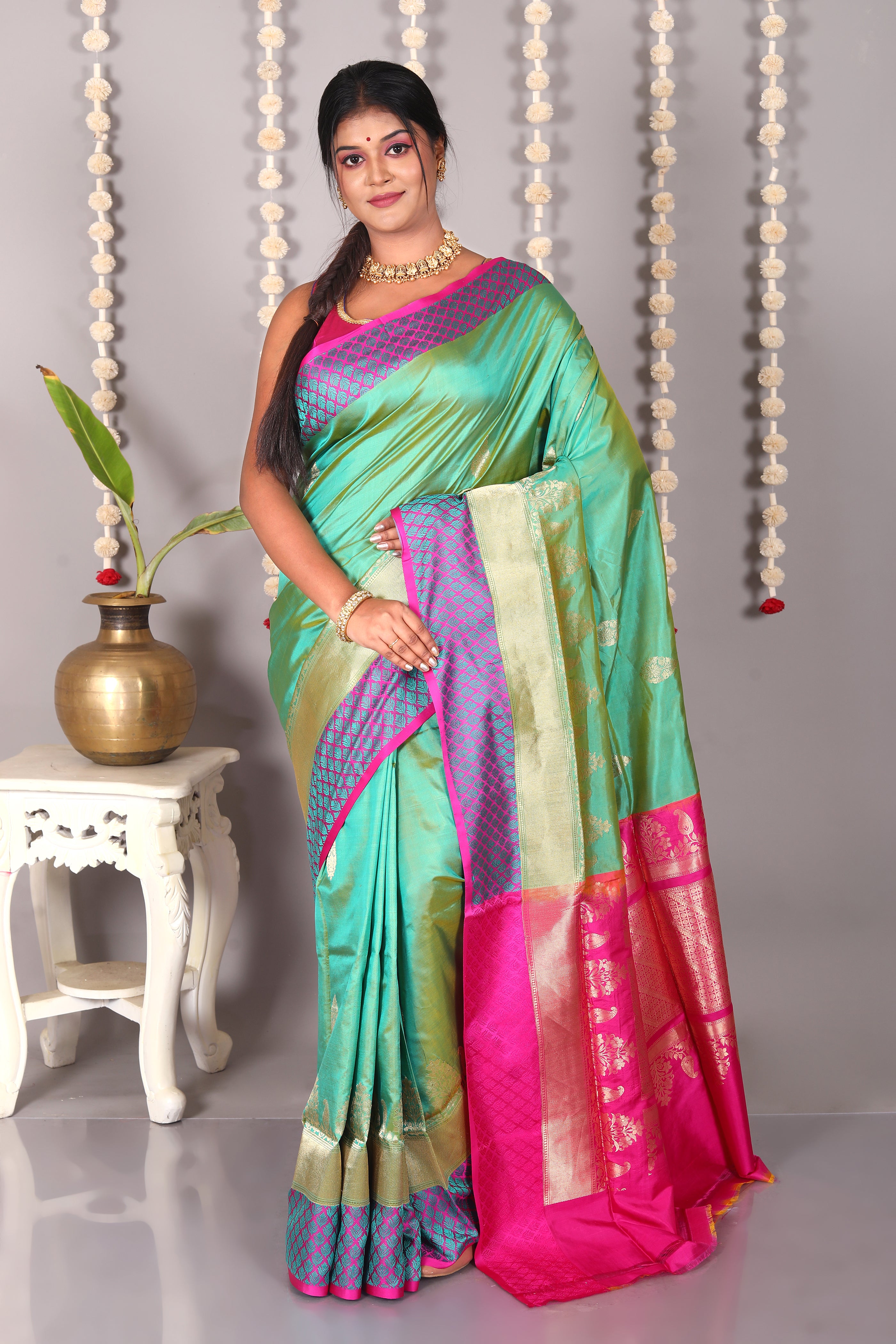 Green Pure Katan Silk Saree - Keya Seth Exclusive