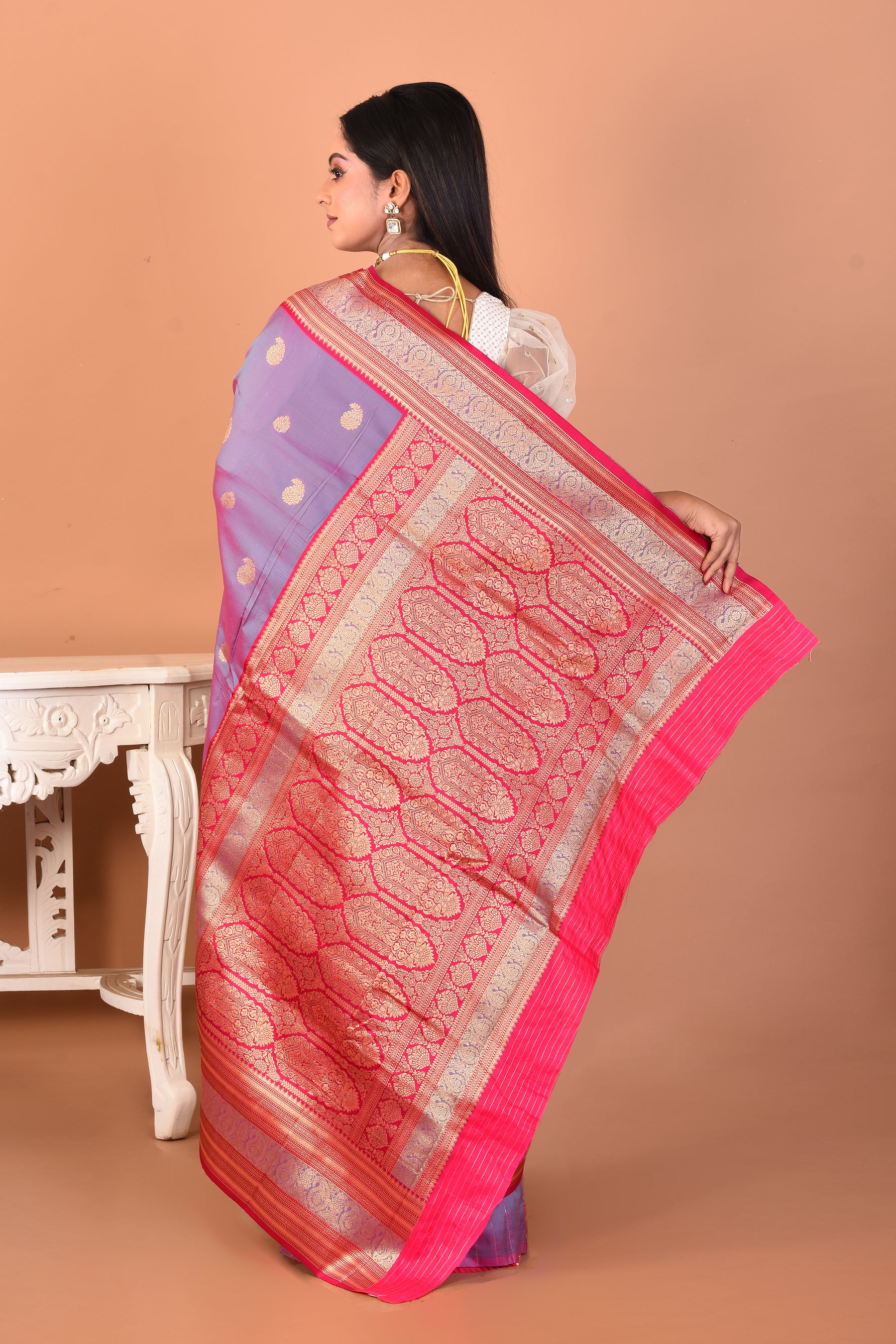 Dual Tone Purple Blended Kanjivaram Silk Saree - Keya Seth Exclusive