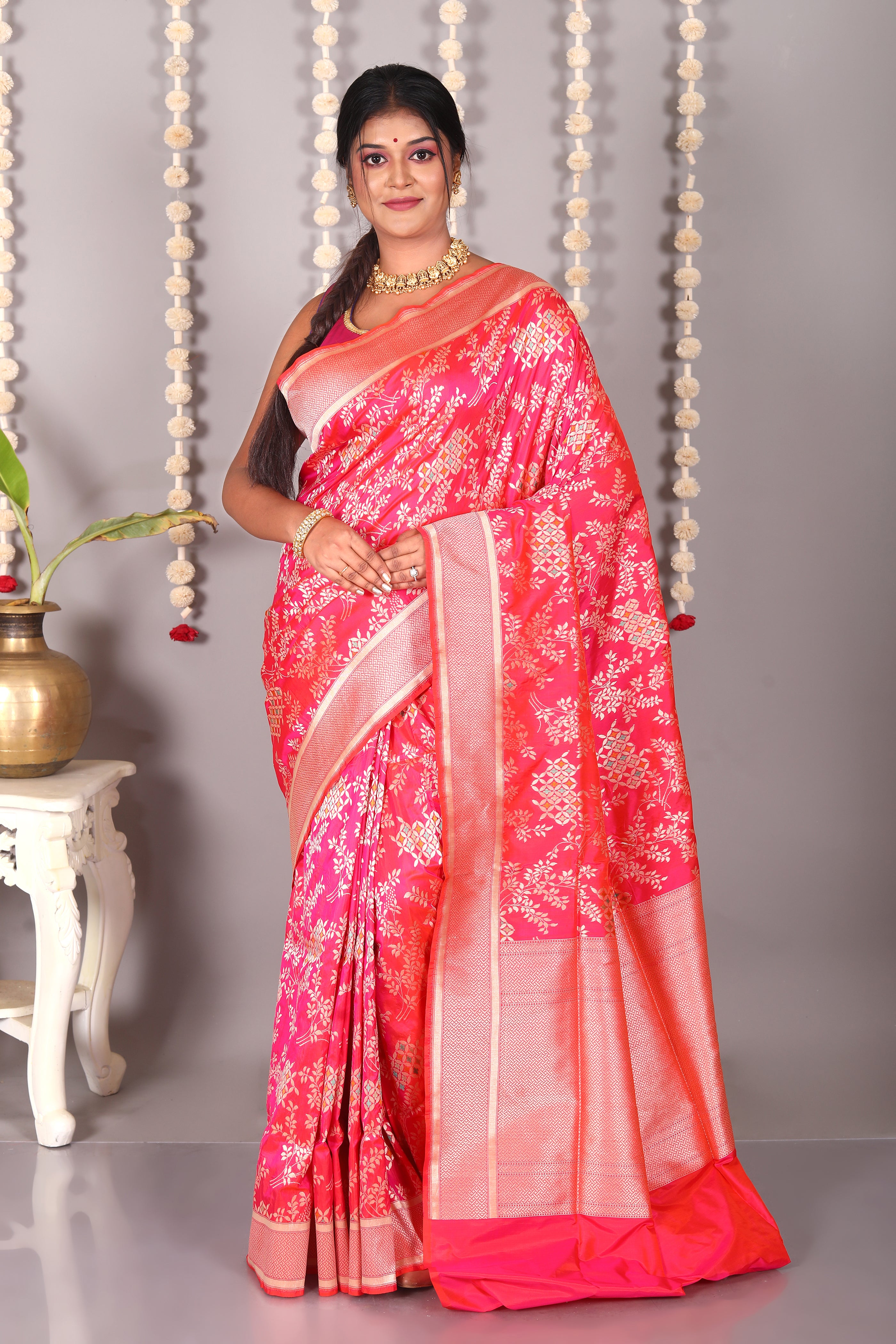 Pink Pure Katan Silk Saree - Keya Seth Exclusive