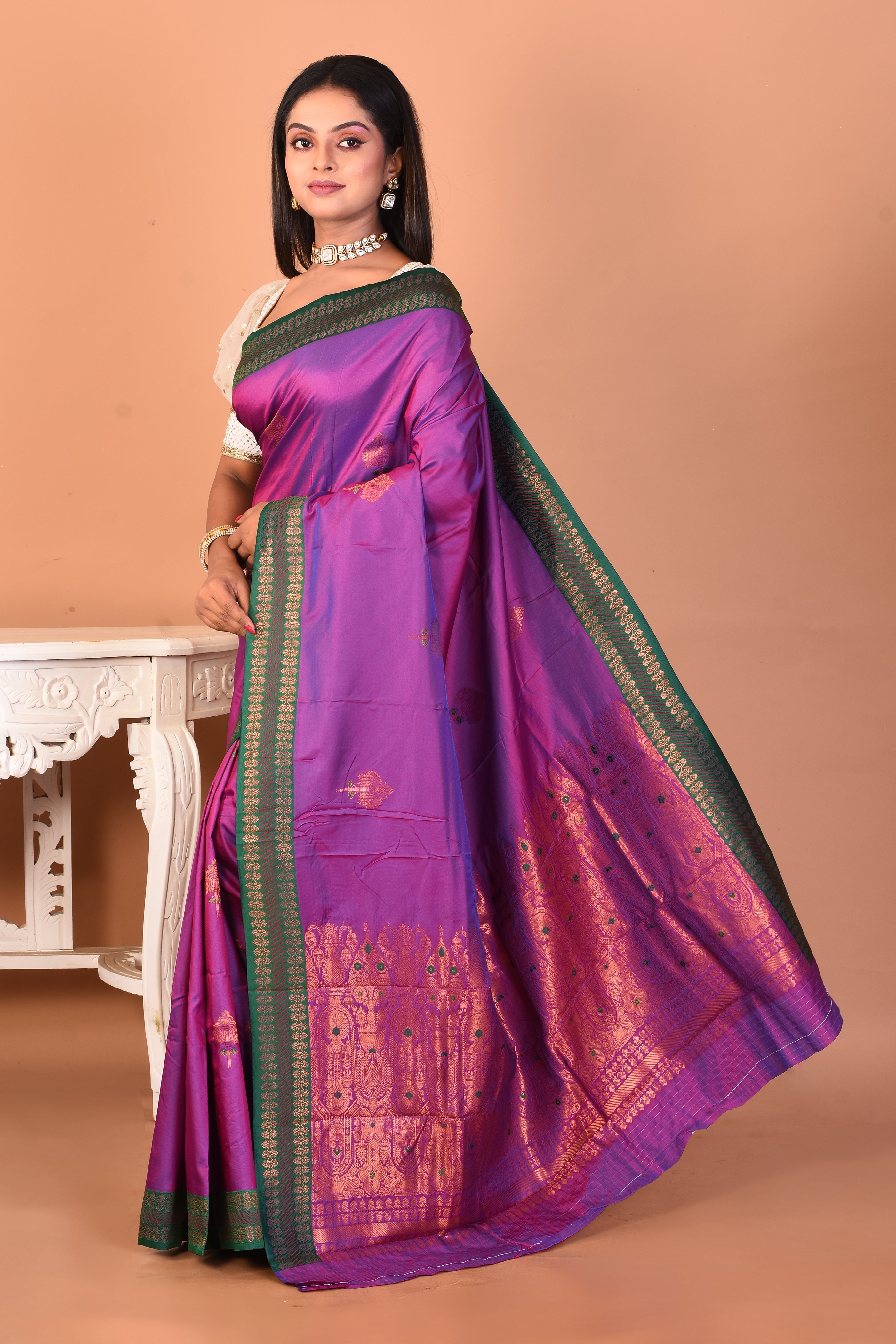 Purple Mushroo Silk Saree - Keya Seth Exclusive