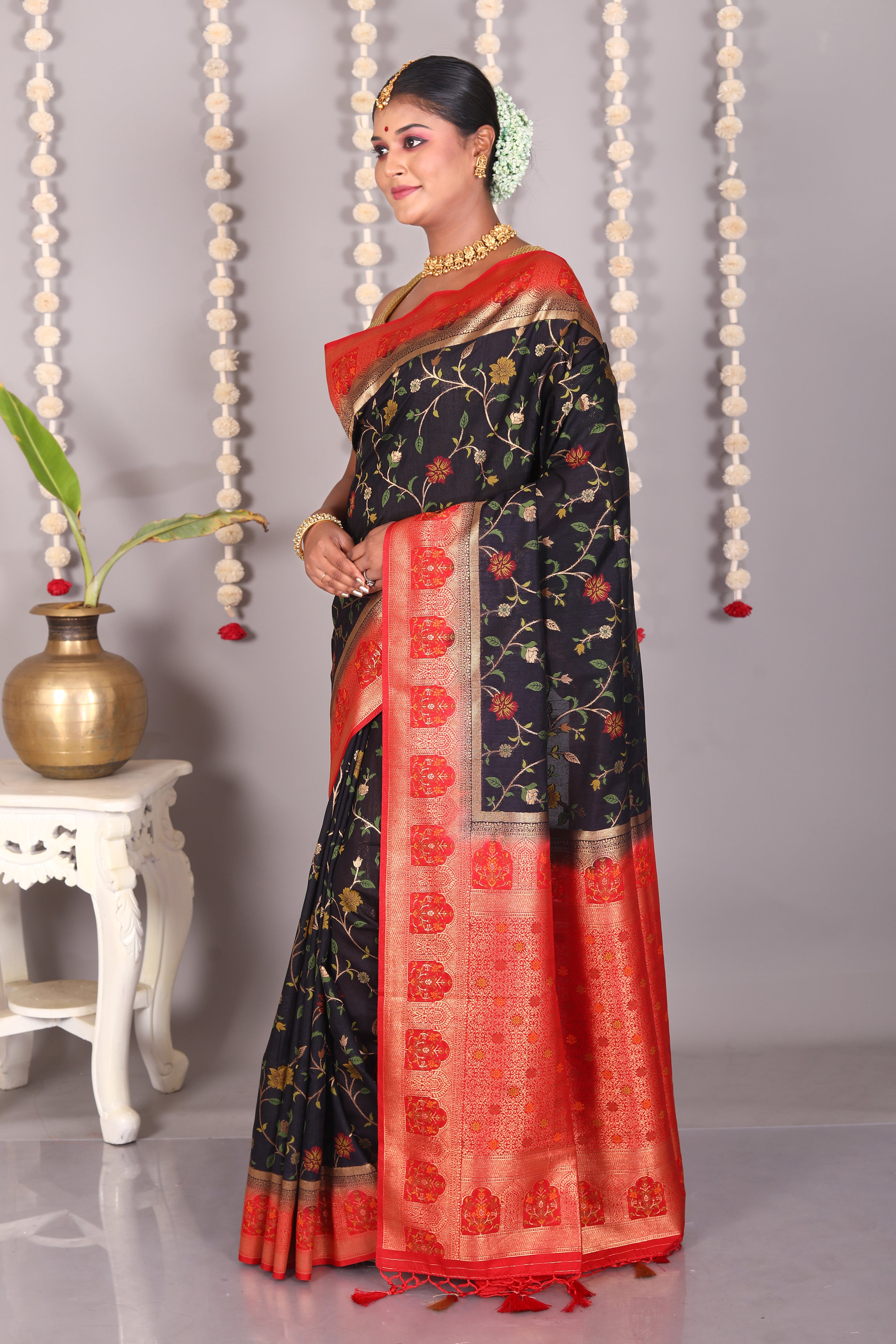 Black Blended Khaddi Saree - Keya Seth Exclusive