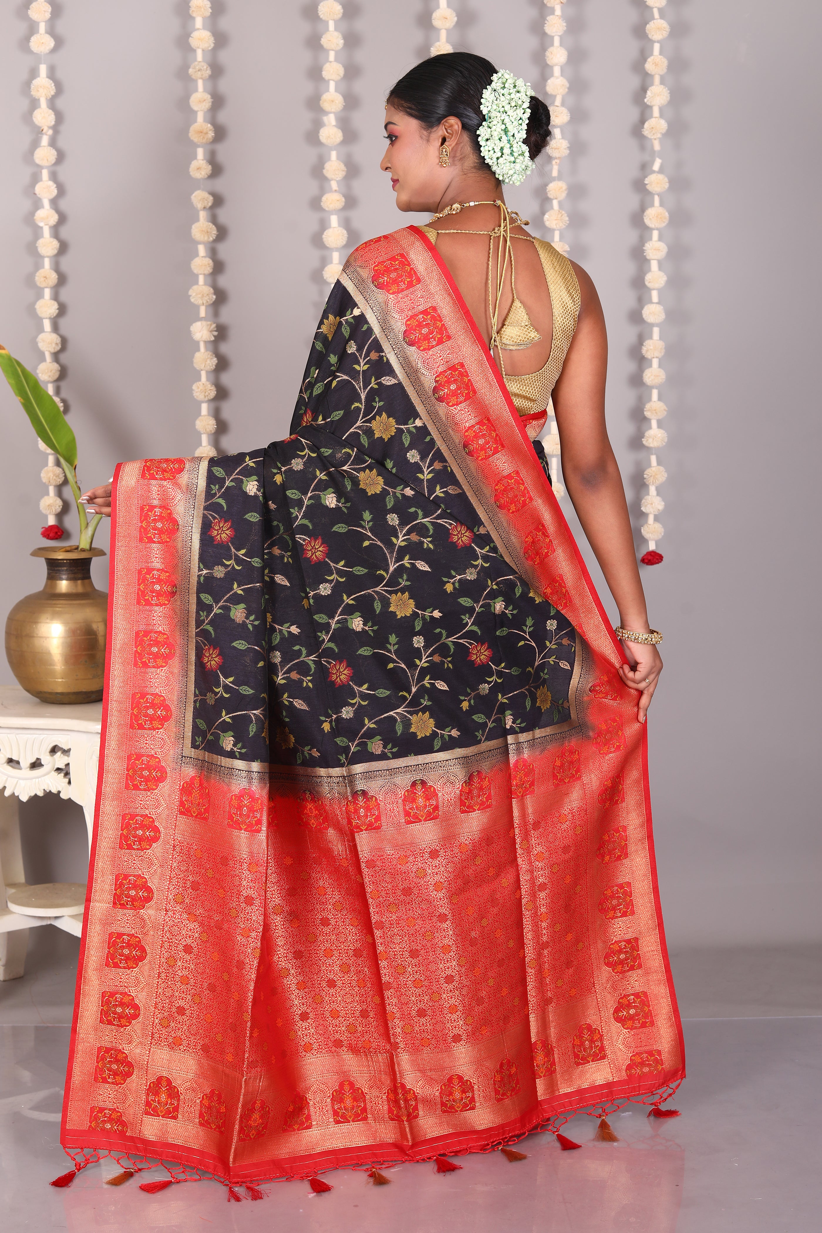 Black Blended Khaddi Saree - Keya Seth Exclusive