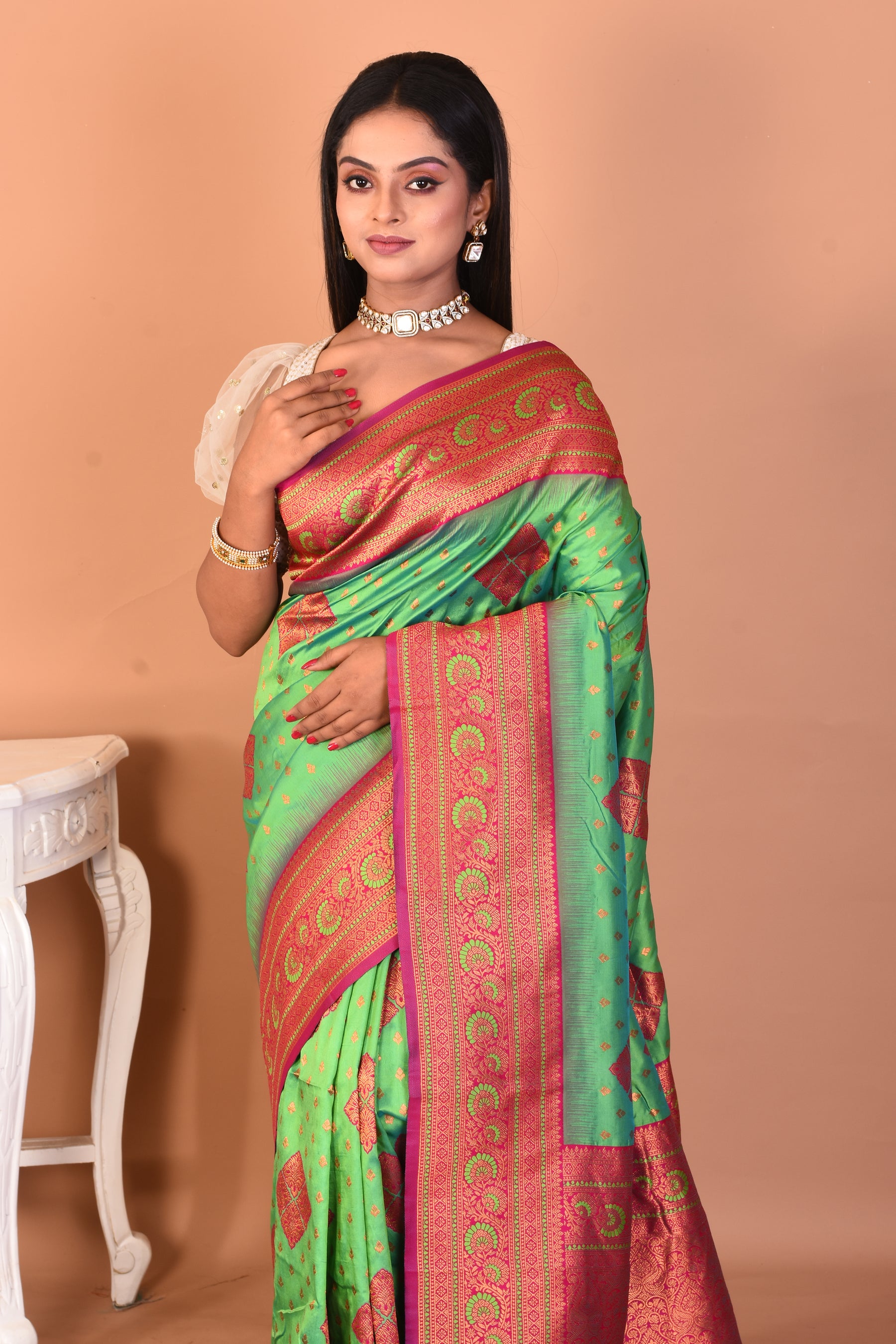 Green Blended Kanjivaram Silk Saree - Keya Seth Exclusive