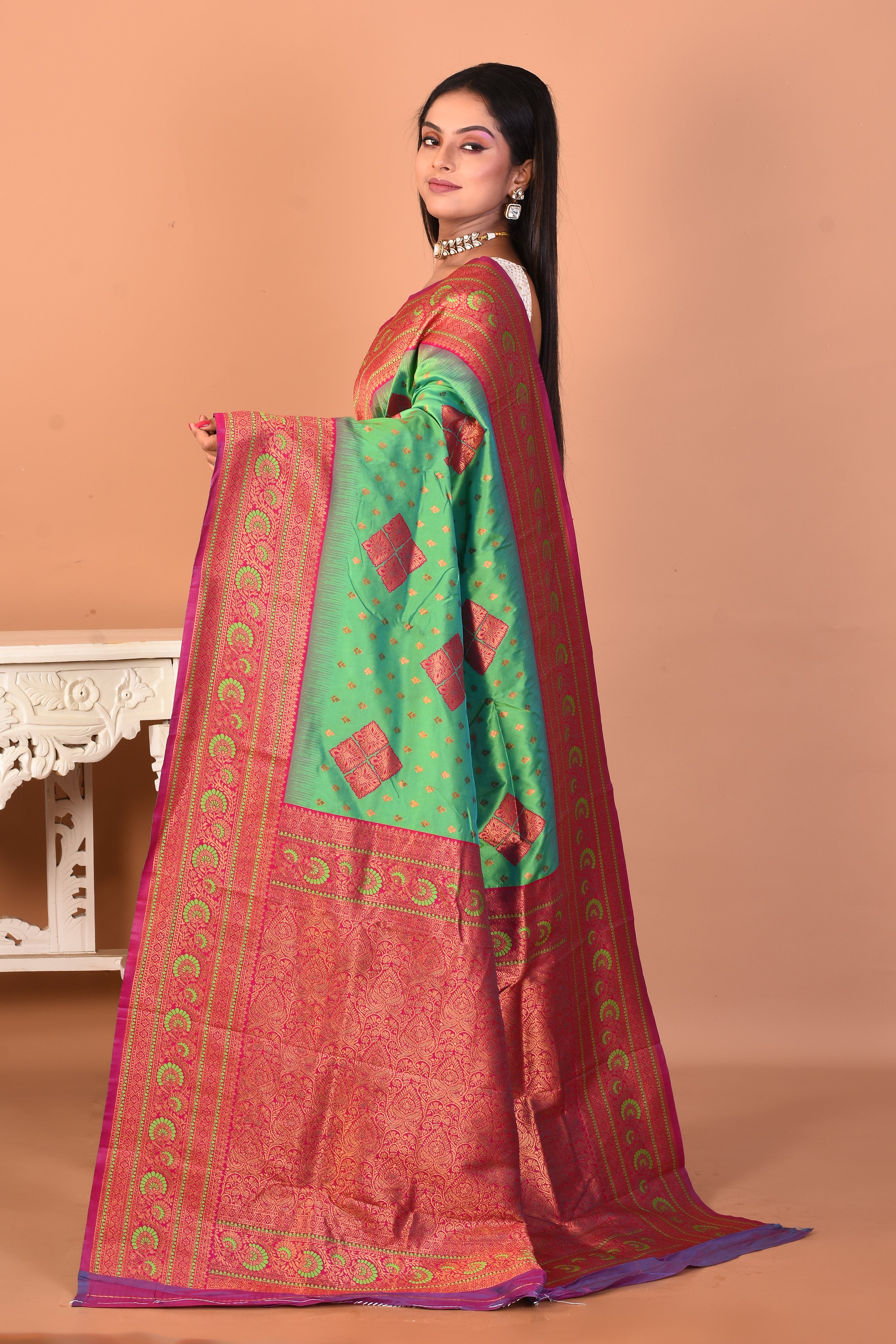 Green Blended Kanjivaram Silk Saree - Keya Seth Exclusive