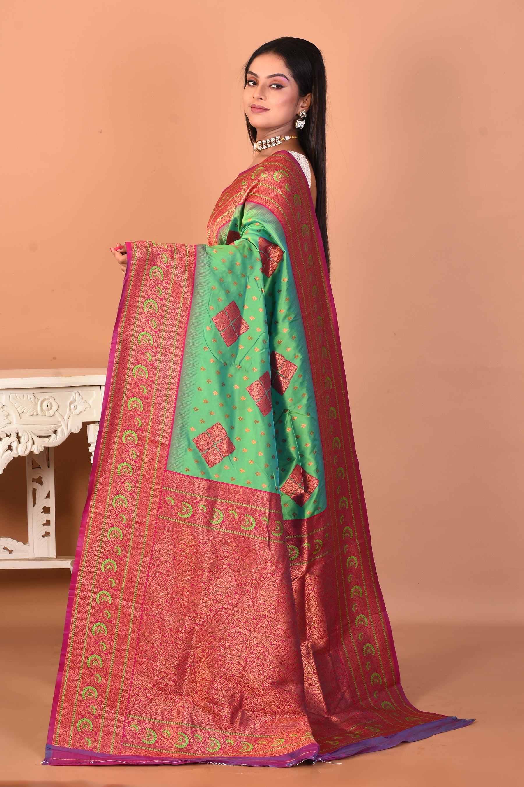 Green Blended Kanjivaram Silk Saree - Keya Seth Exclusive