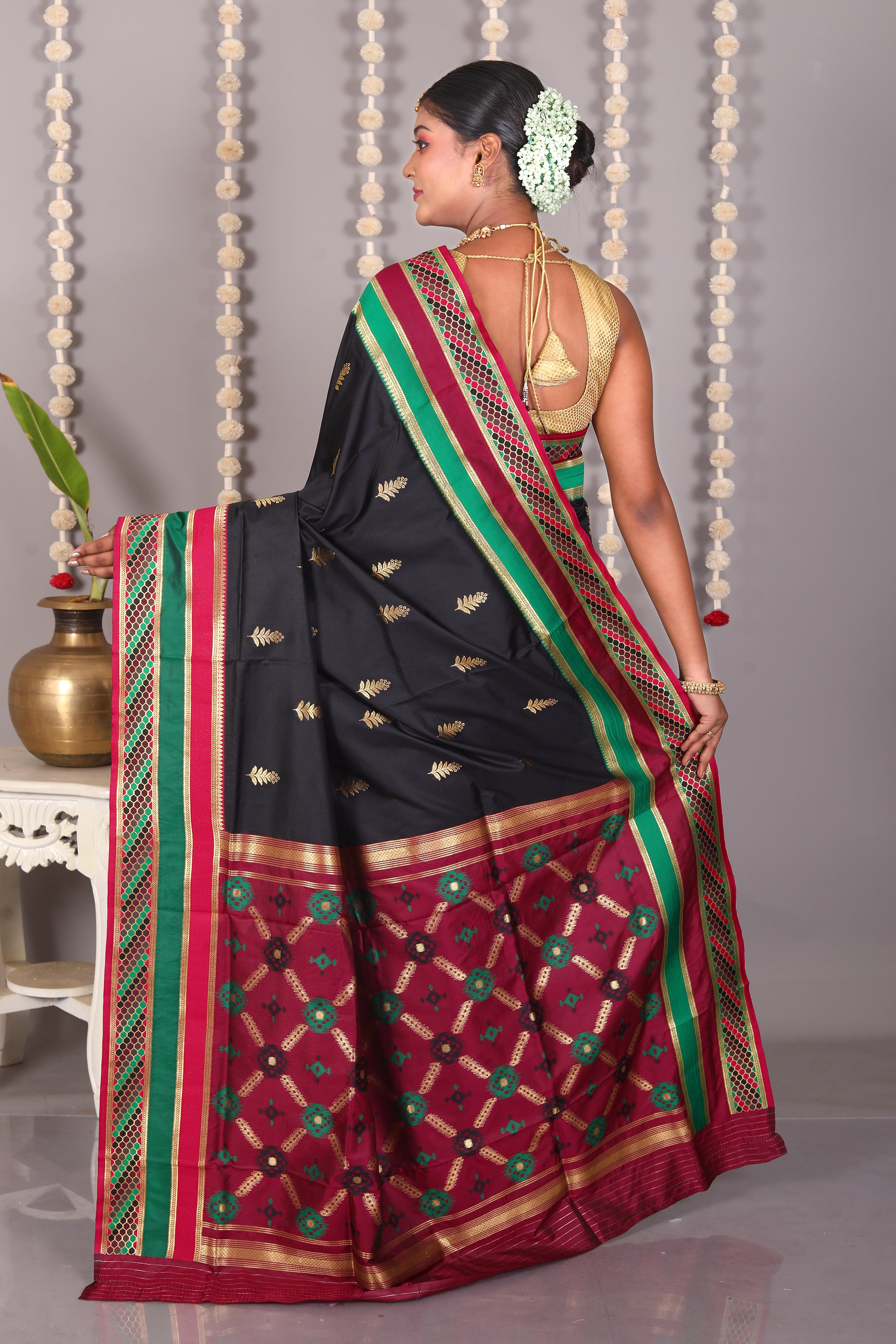 Black Blended Katan Silk Saree - Keya Seth Exclusive