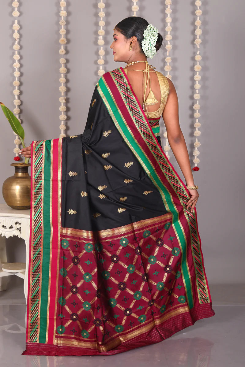 Black Blended Katan Silk Saree - Keya Seth Exclusive