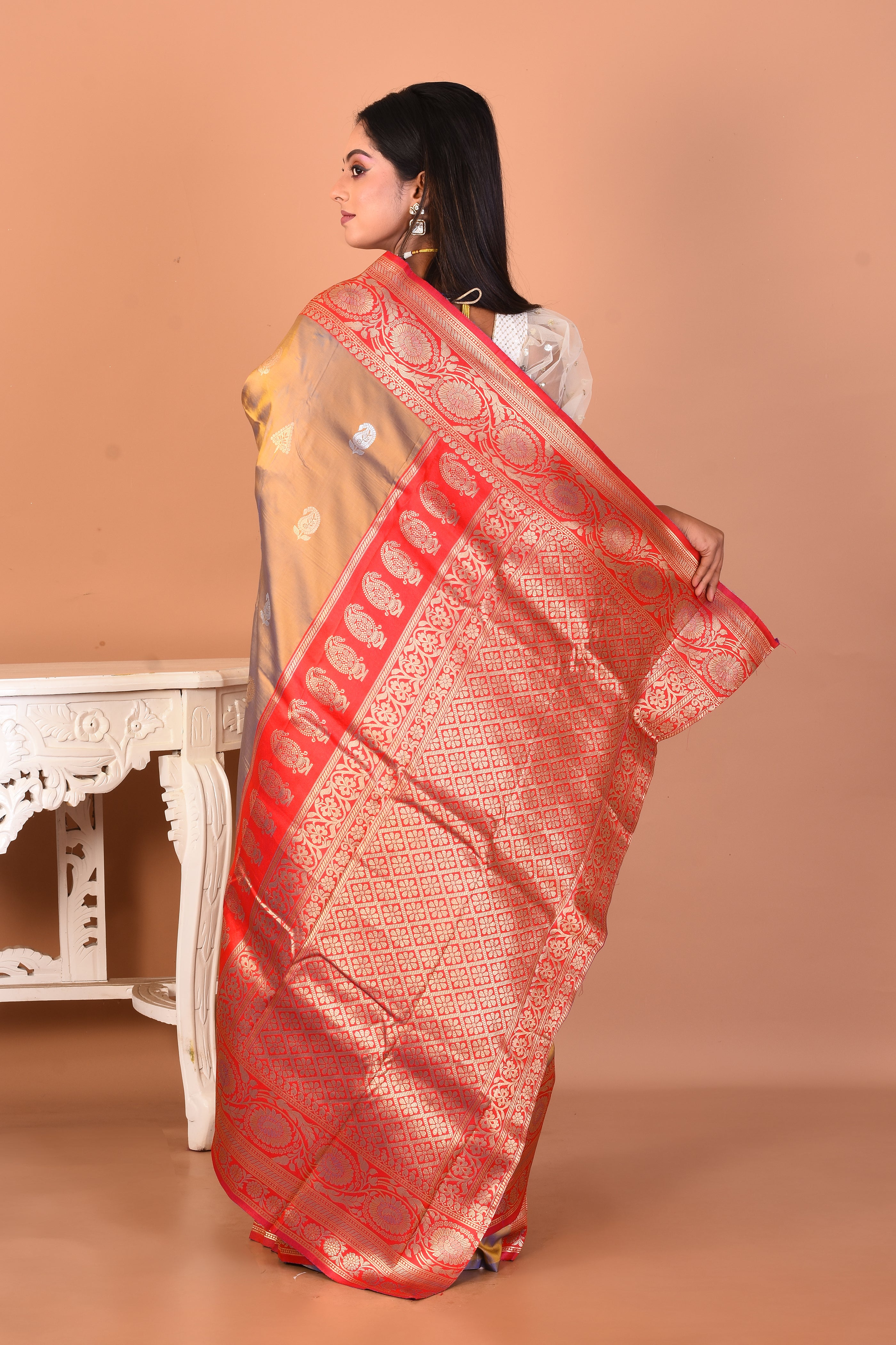 Dual Tone Purple Blended Kanjivaram Silk Saree - Keya Seth Exclusive