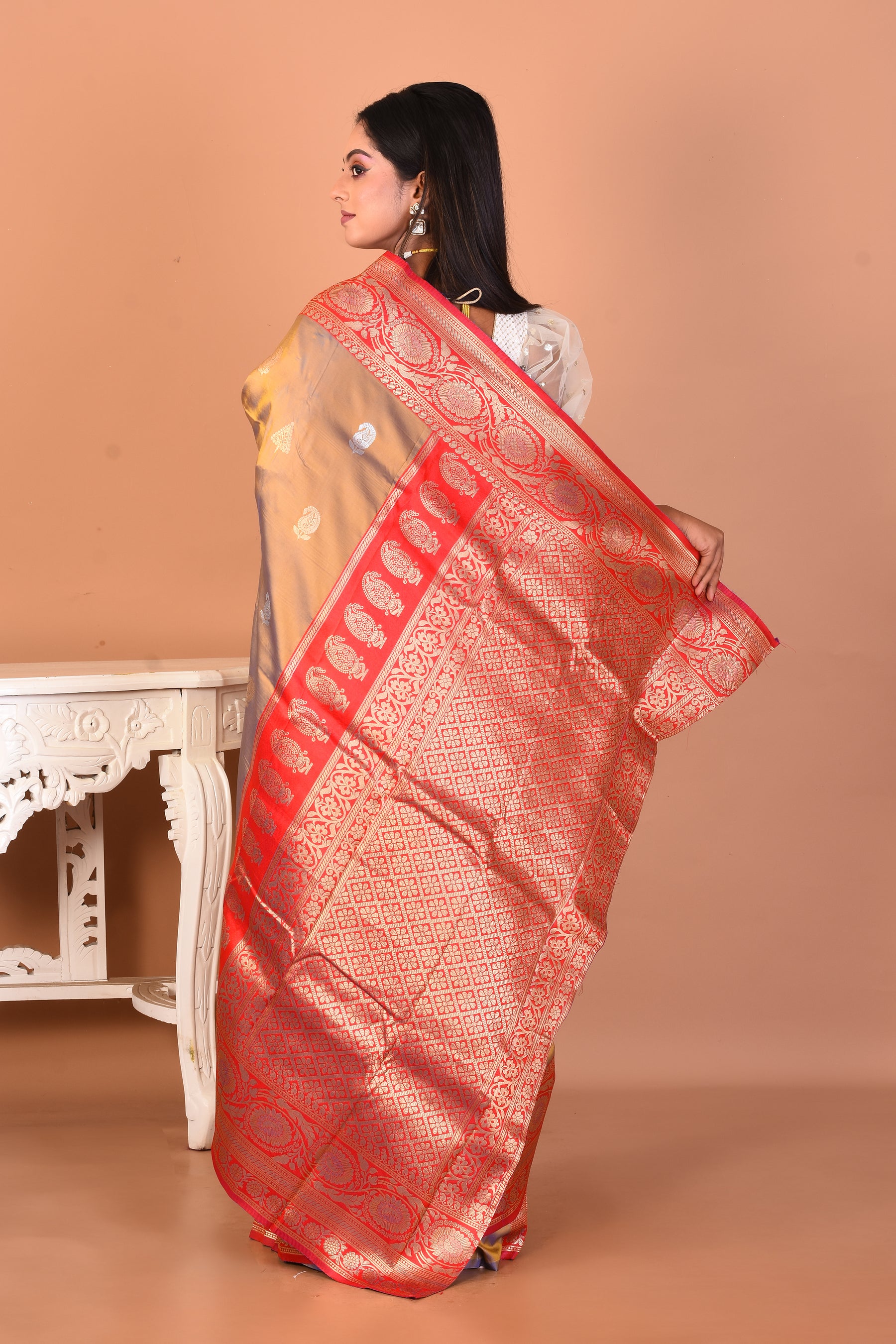 Dual Tone Purple Blended Kanjivaram Silk Saree - Keya Seth Exclusive