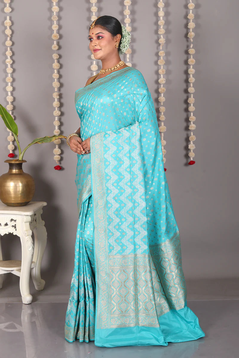 Sea Green Pure Katan Silk Saree - Keya Seth Exclusive
