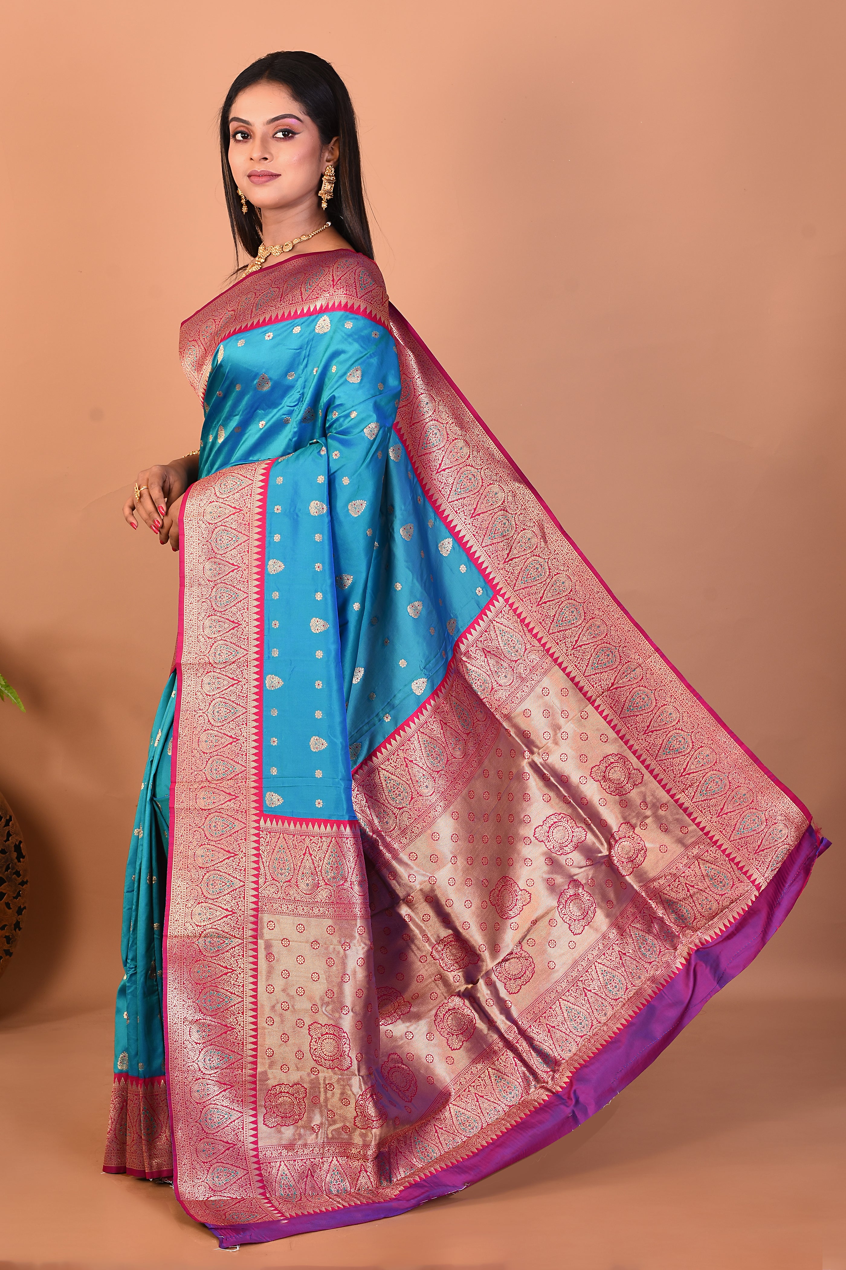 Blue Blended Mushroo Silk Saree - Keya Seth Exclusive