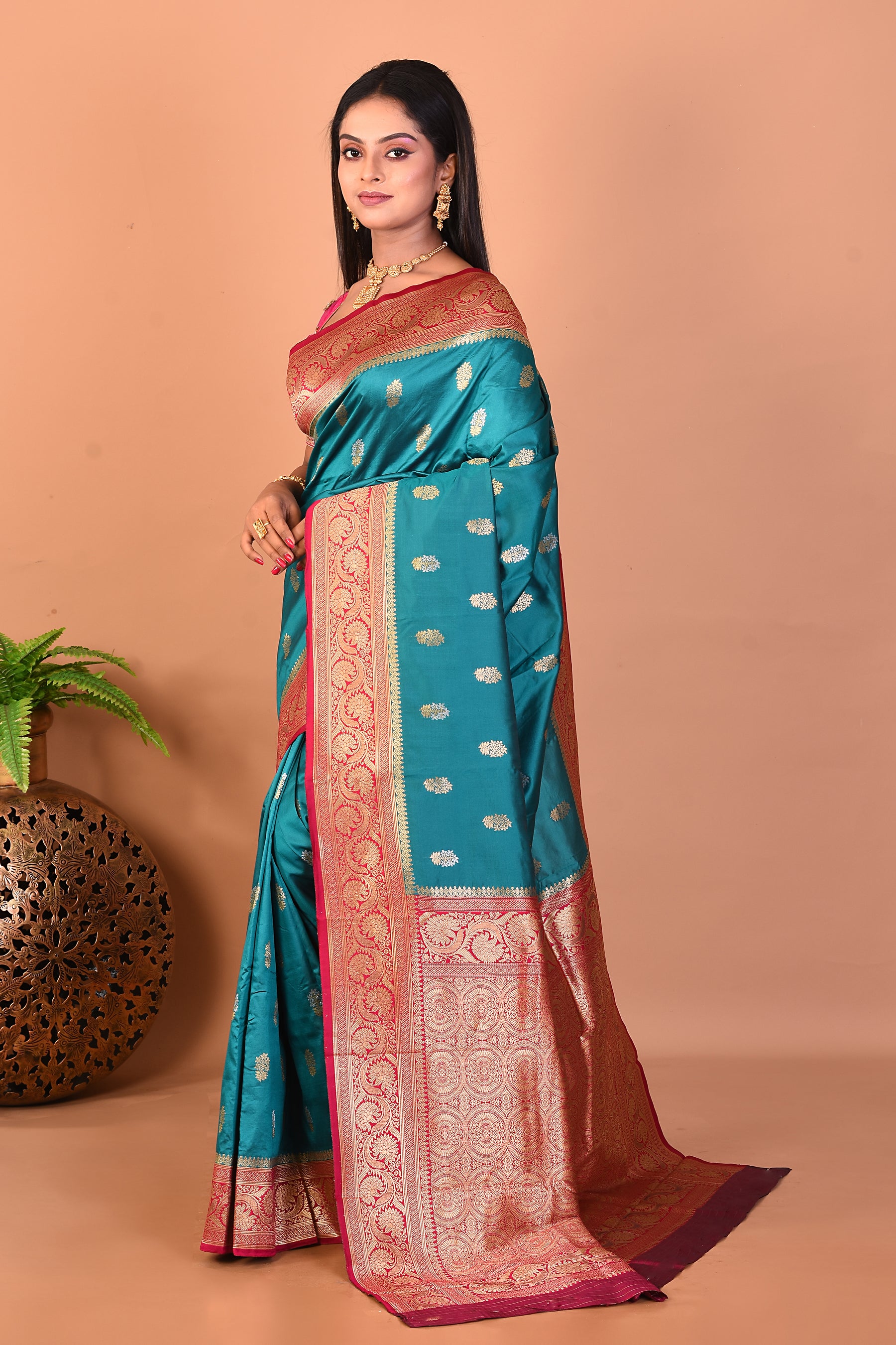 Rama Green Blended Katan Silk Saree - Keya Seth Exclusive