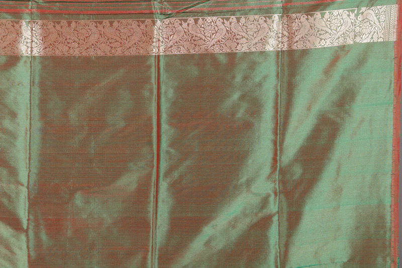 Dual Tone Green Pure Katan Silk Saree - Keya Seth Exclusive