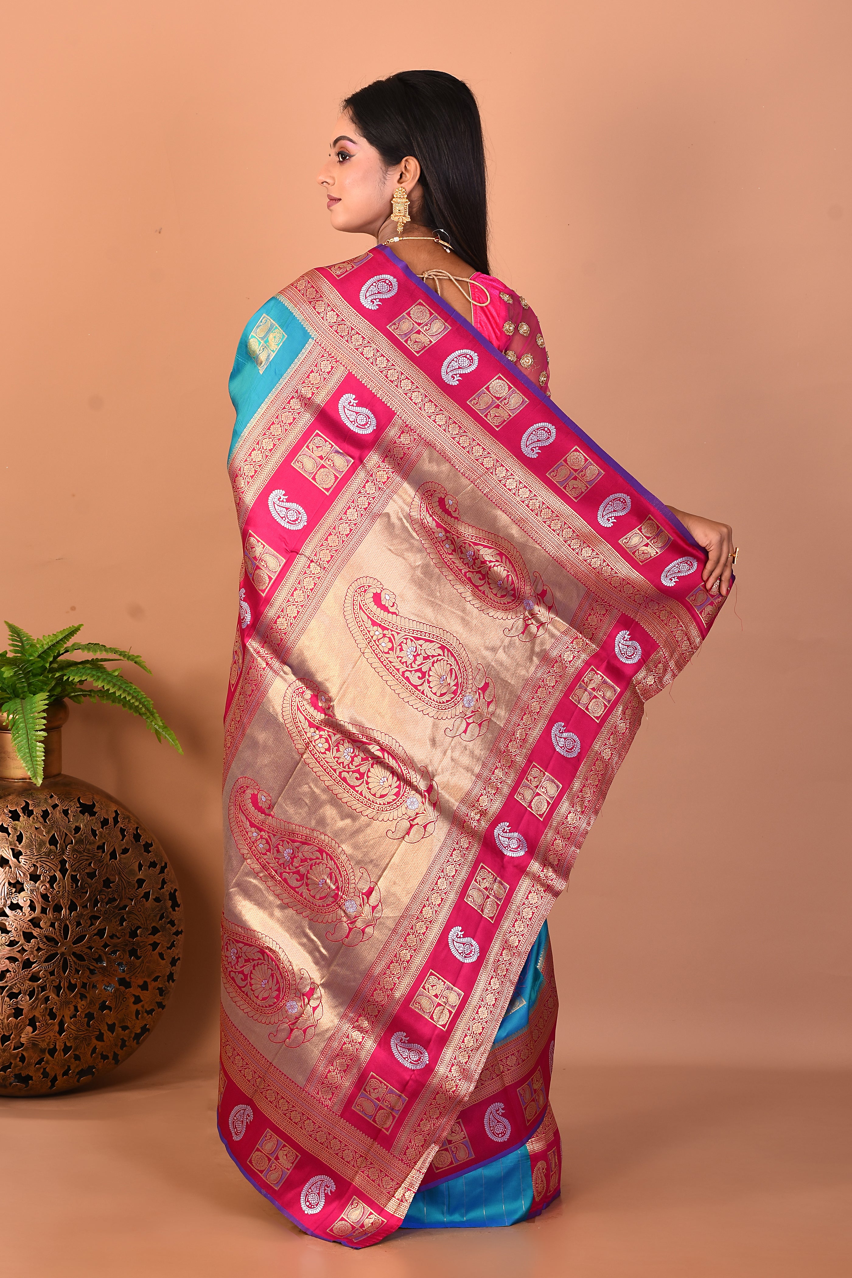 Blue Blended Kanjivaram Silk Saree - Keya Seth Exclusive