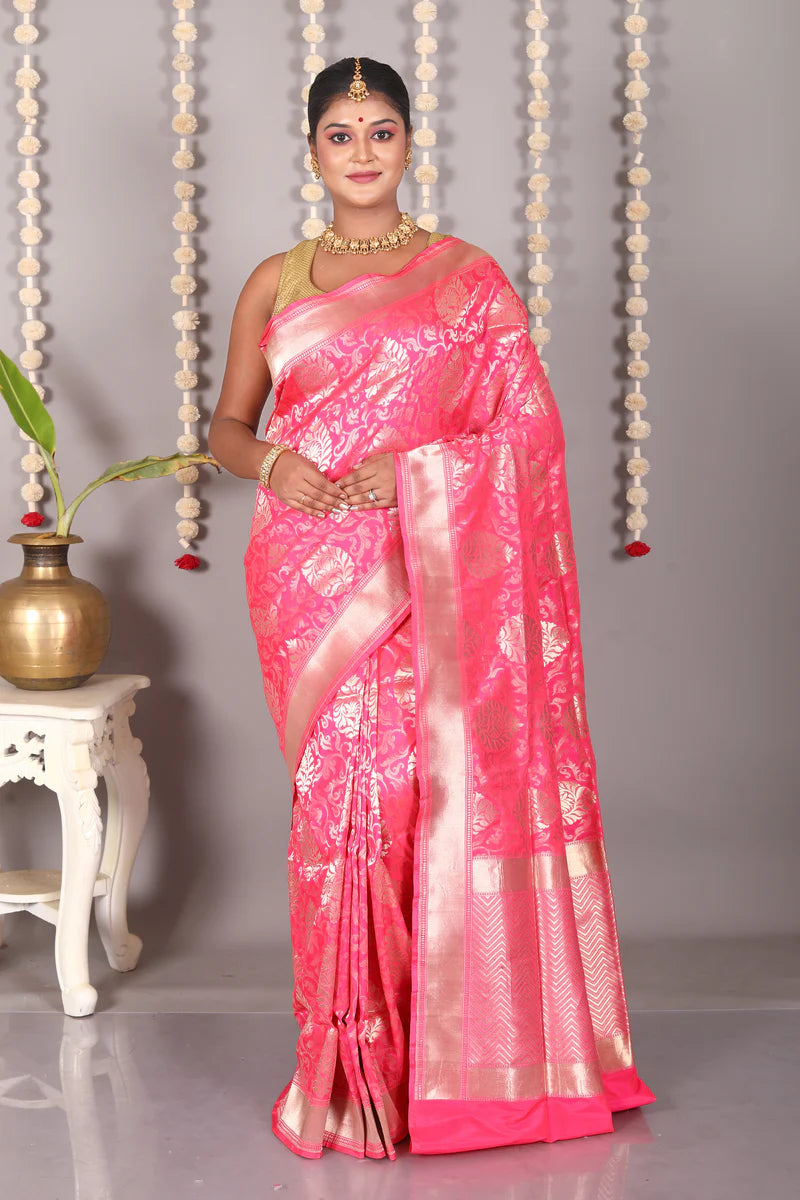 Light Pink Pure Katan Silk Saree - Keya Seth Exclusive