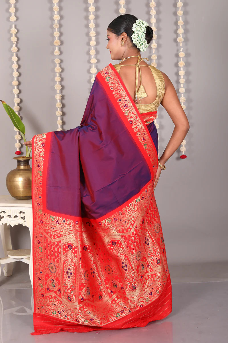 Dual Tone Purple Blended Mashru Silk Saree - Keya Seth Exclusive