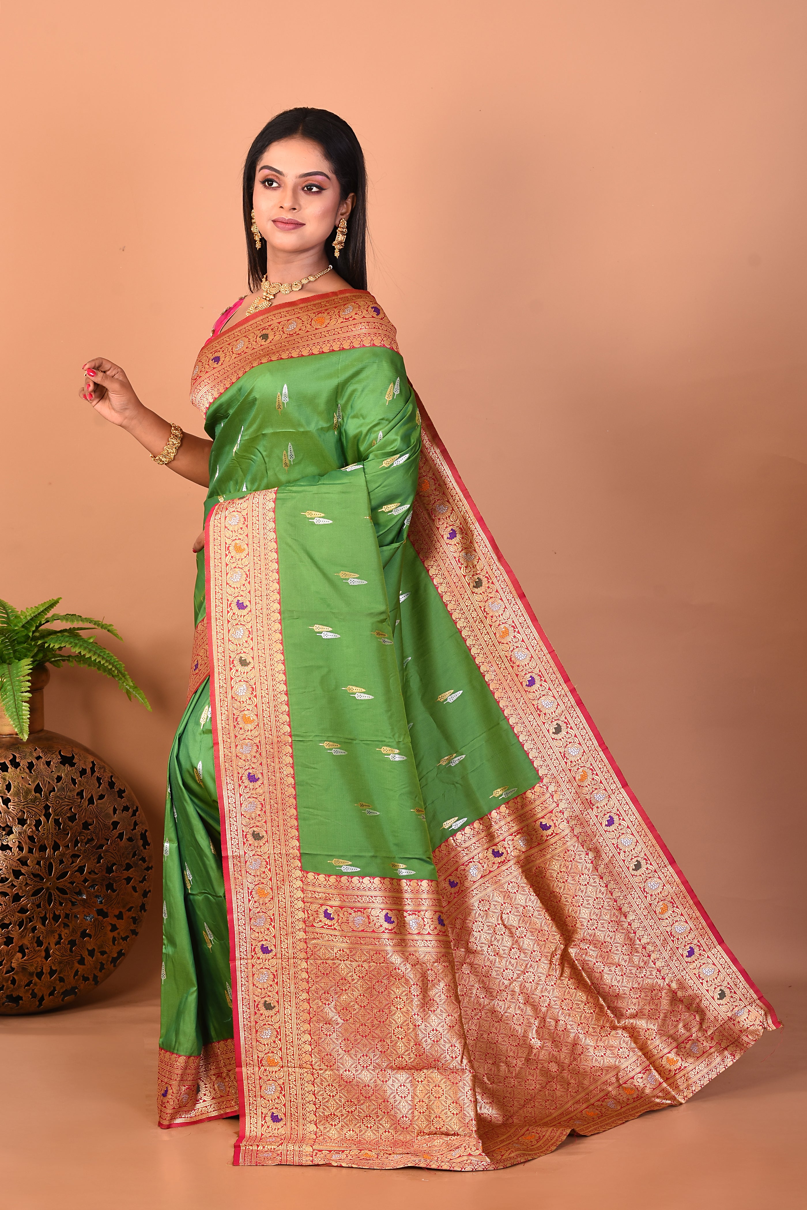 Green Blended Katan Silk Saree - Keya Seth Exclusive