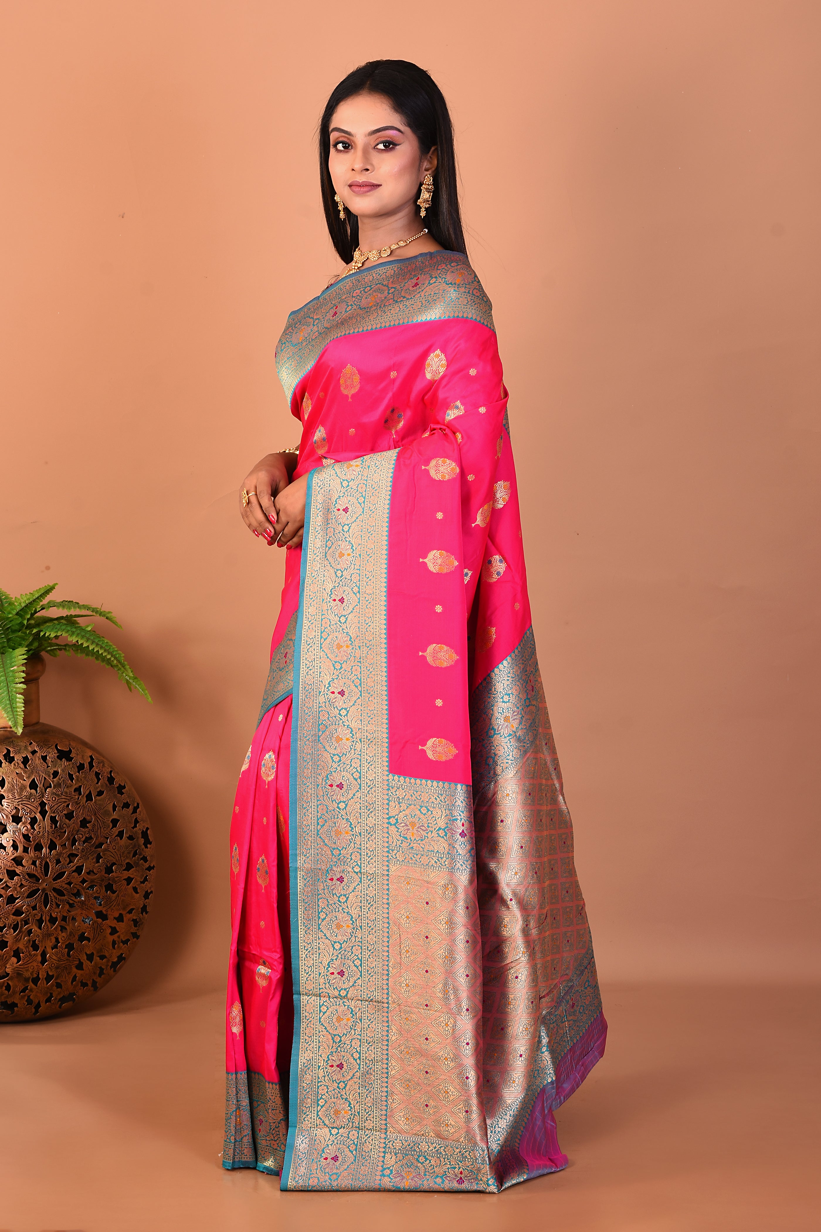 Pink Blended Katan Silk Saree - Keya Seth Exclusive