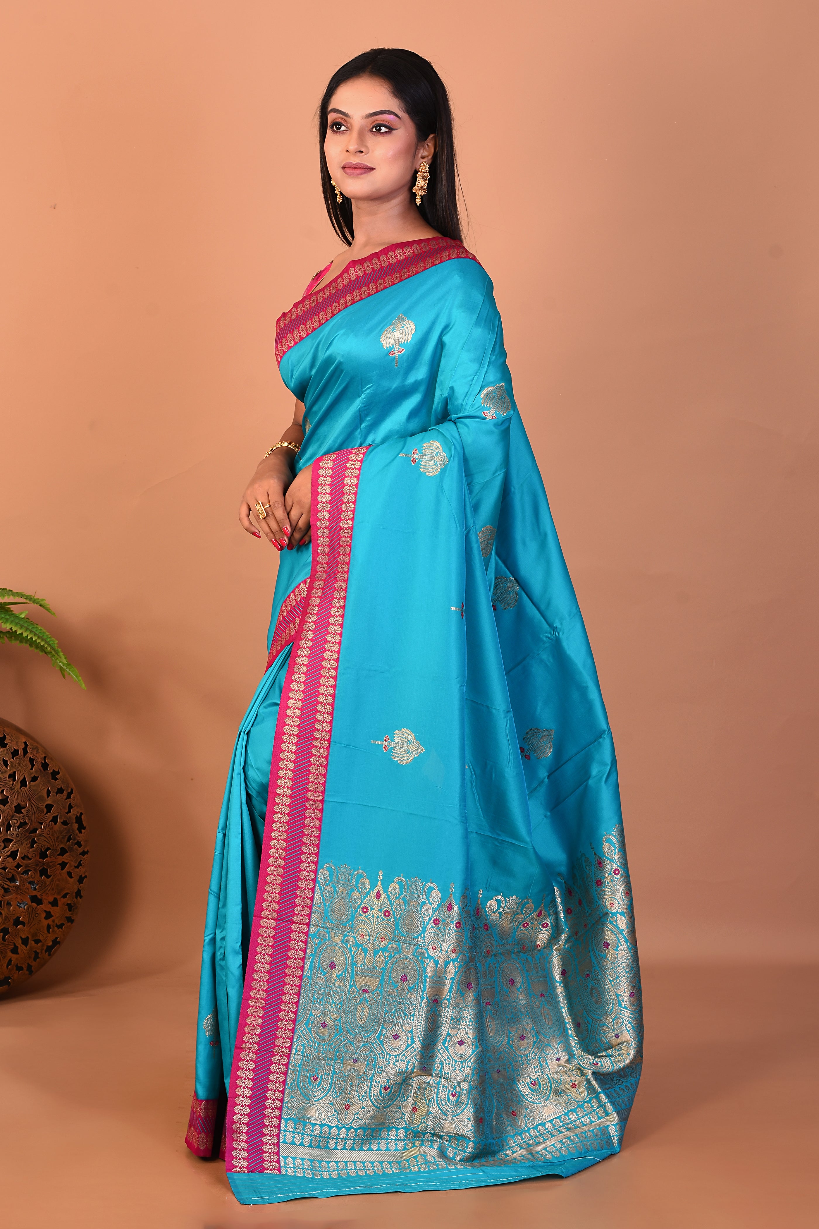 Blue Blended Bomkai Silk Saree - Keya Seth Exclusive