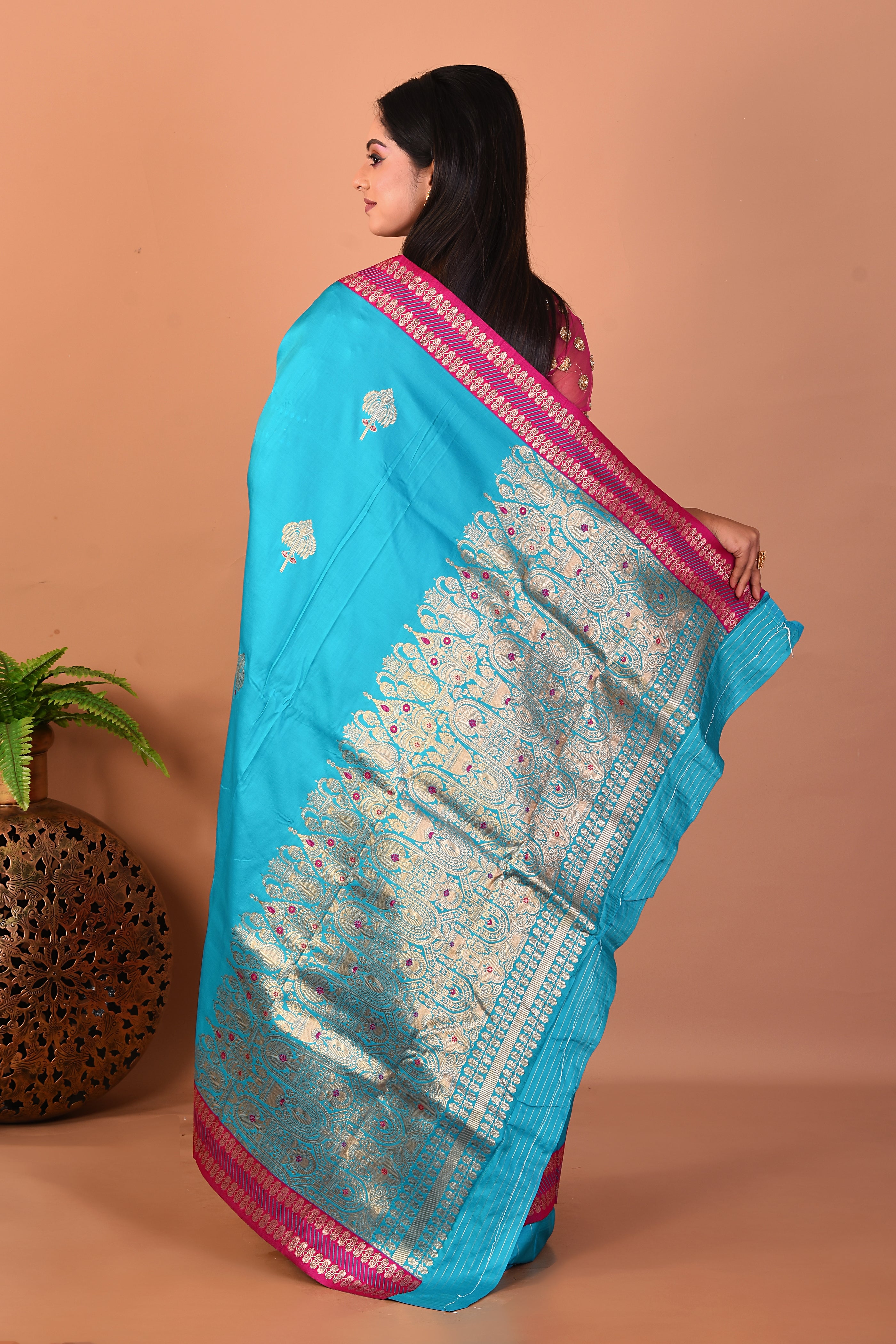 Blue Blended Bomkai Silk Saree - Keya Seth Exclusive