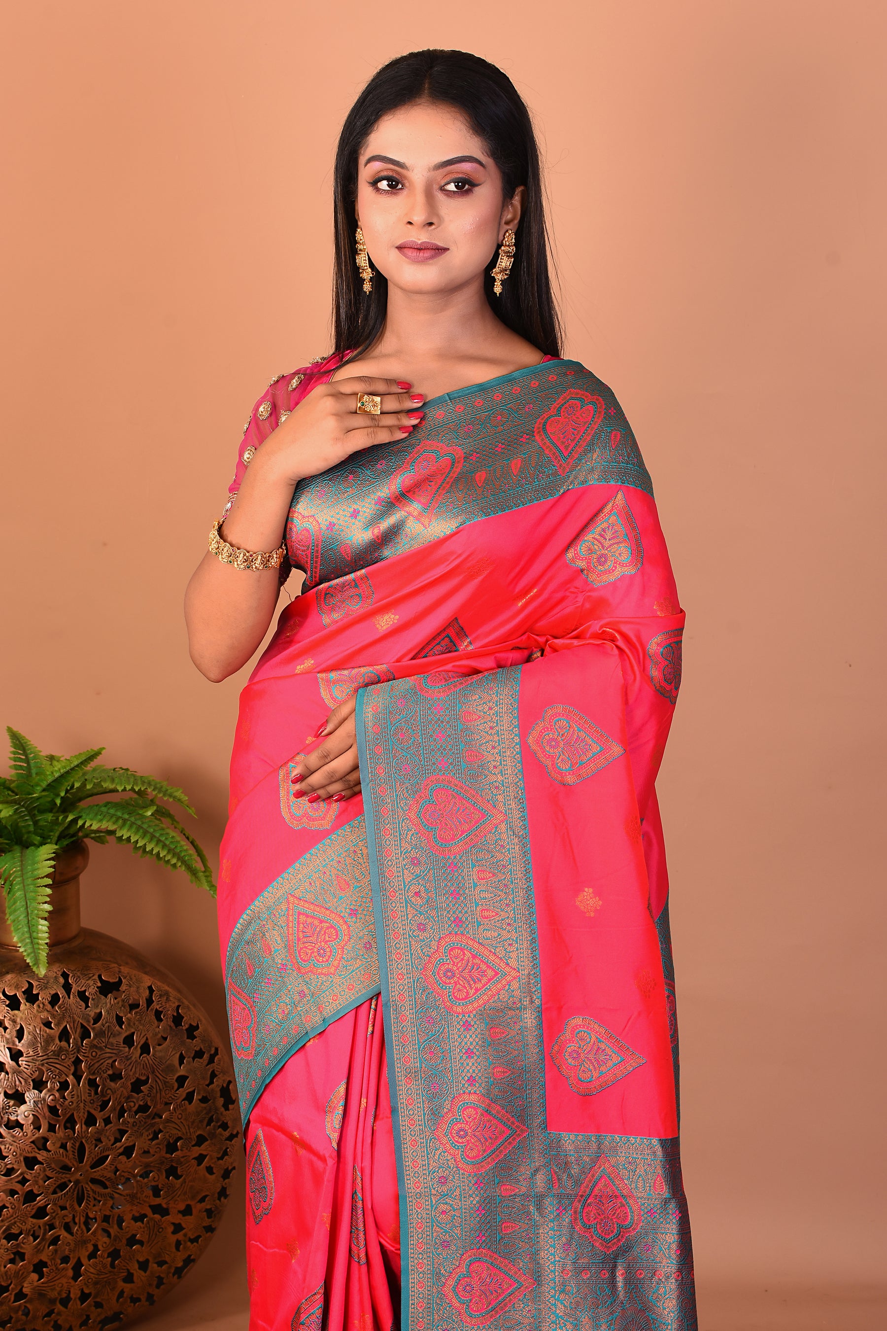 Pink Blended Mushroo Silk Saree - Keya Seth Exclusive
