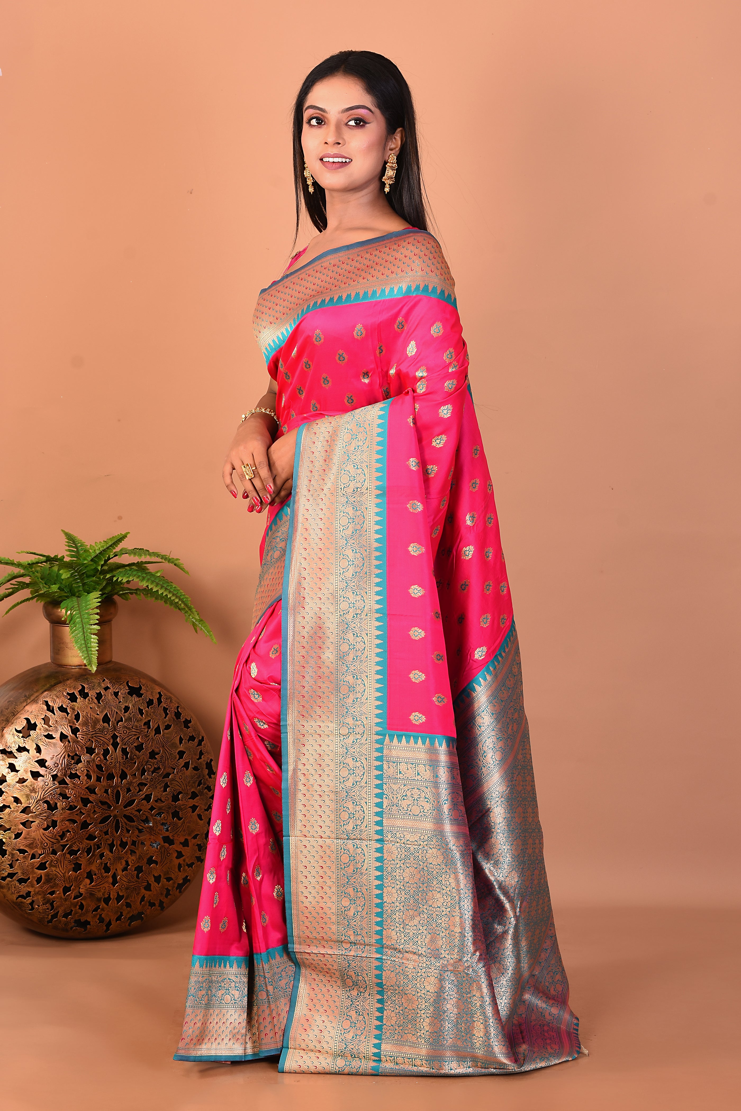 Pink Blended Katan Silk Saree - Keya Seth Exclusive