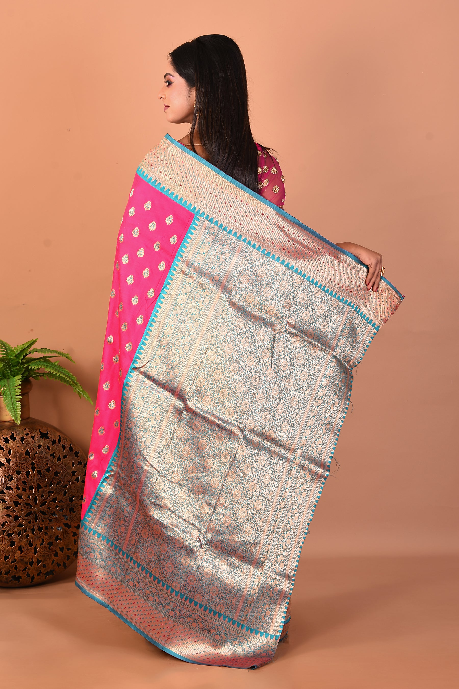 Pink Blended Katan Silk Saree - Keya Seth Exclusive