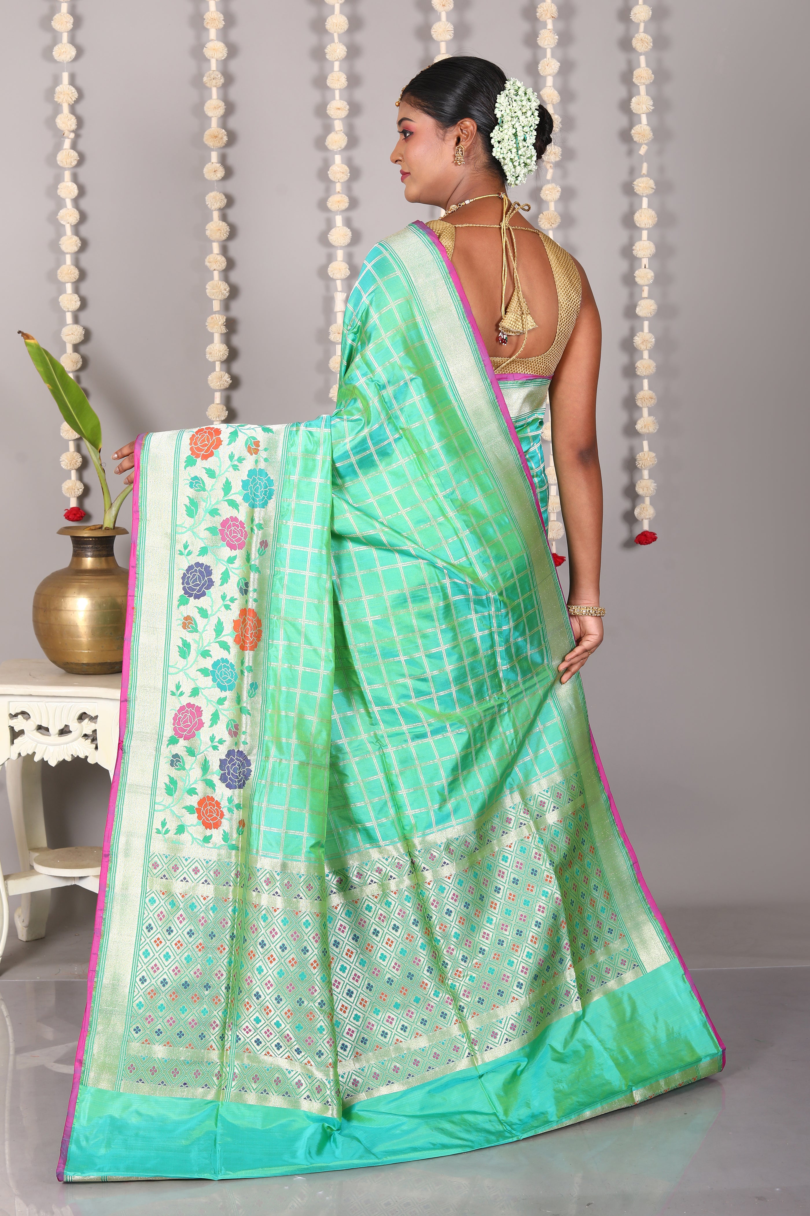 Green Pure Katan Silk Saree - Keya Seth Exclusive