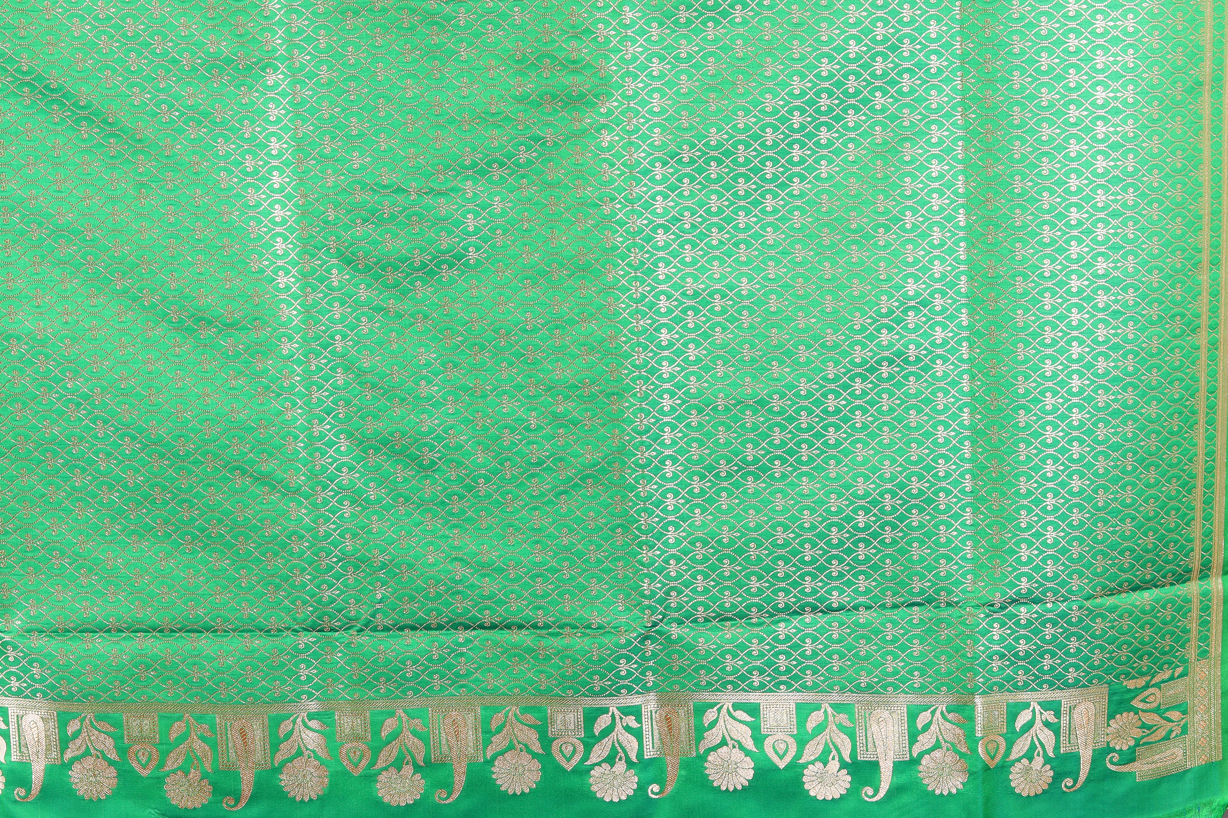 Green Blended Mashru Katan Banarasi Silk Saree - Keya Seth Exclusive