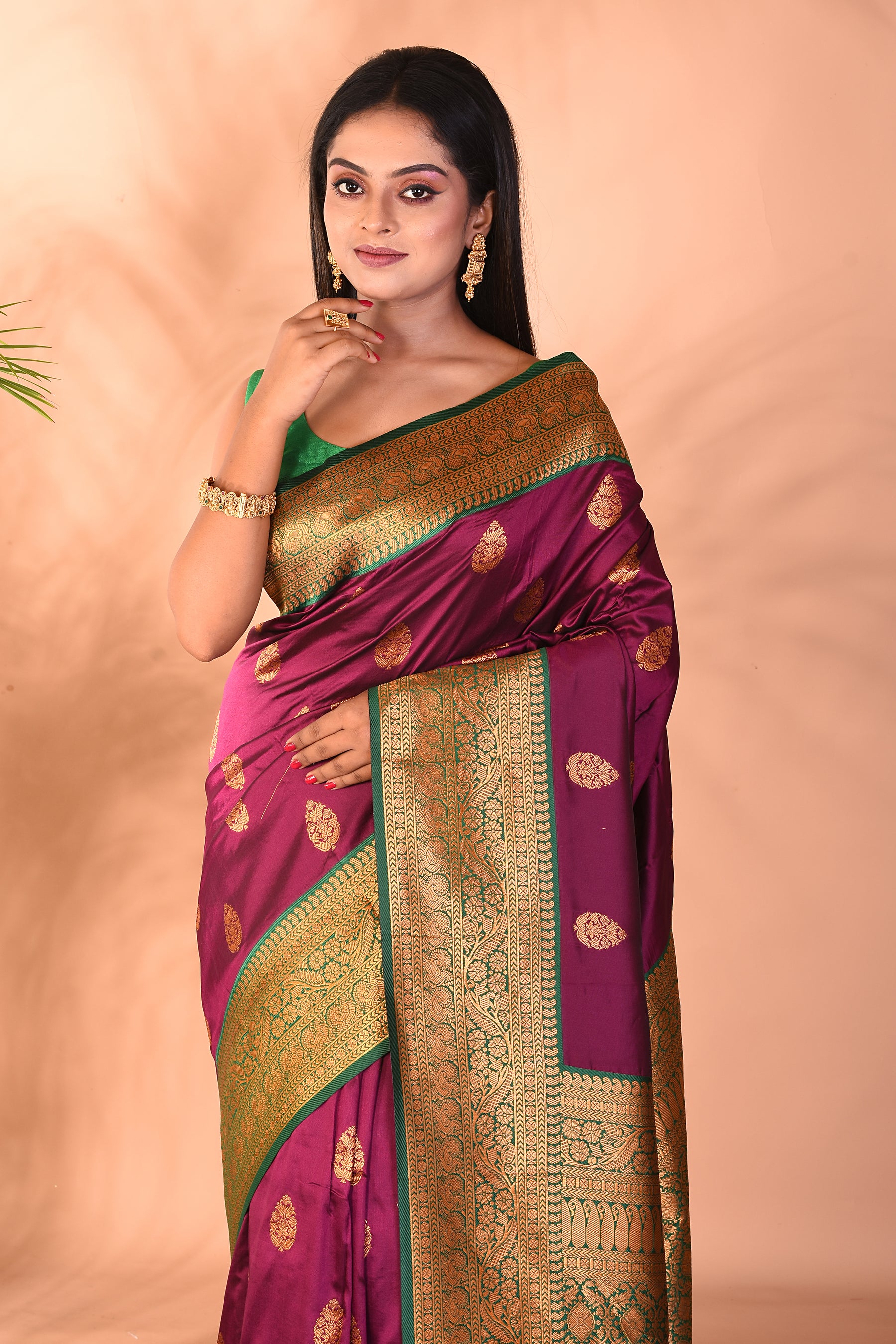 Deep Purple Blended Katan Silk Saree - Keya Seth Exclusive