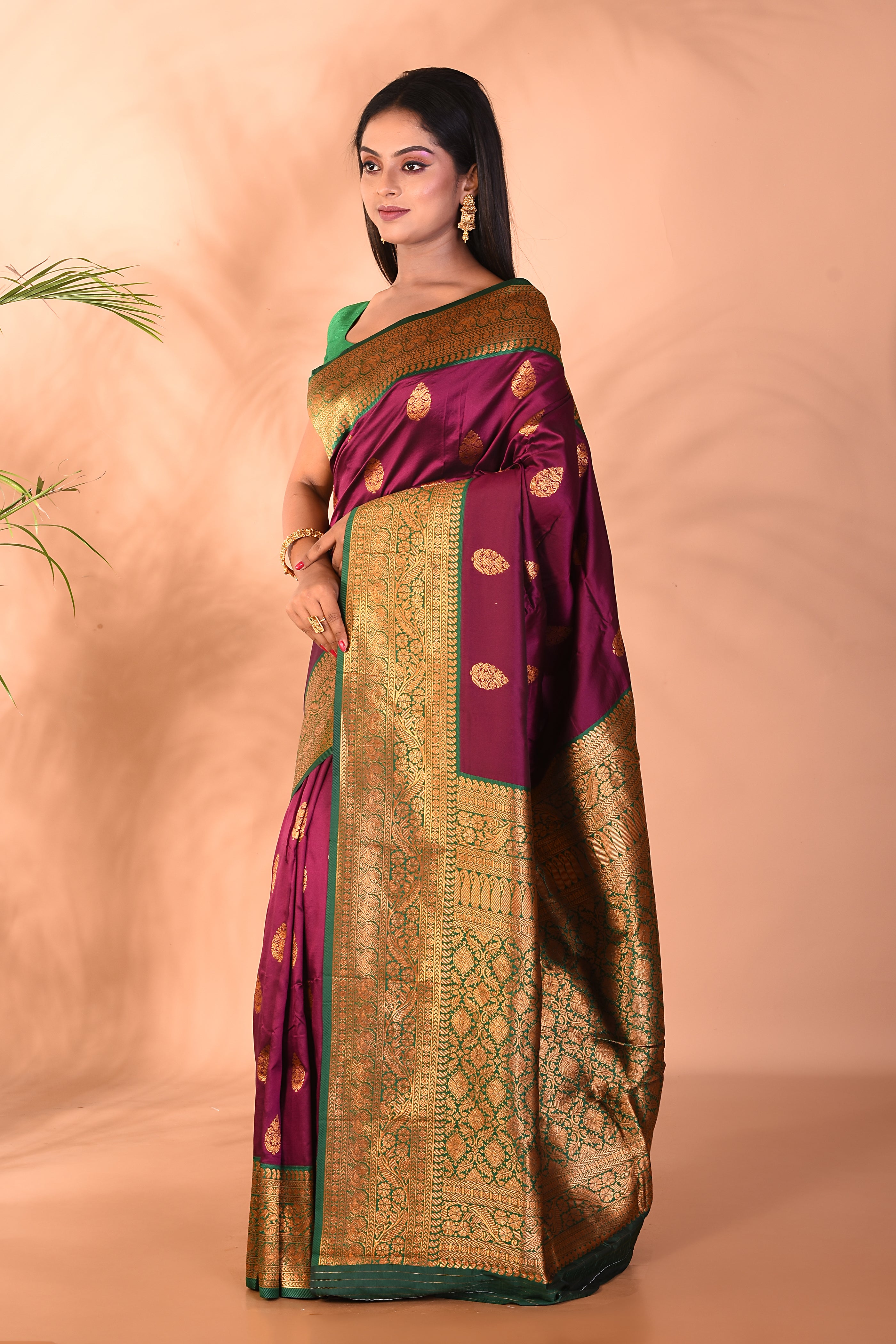 Deep Purple Blended Katan Silk Saree - Keya Seth Exclusive