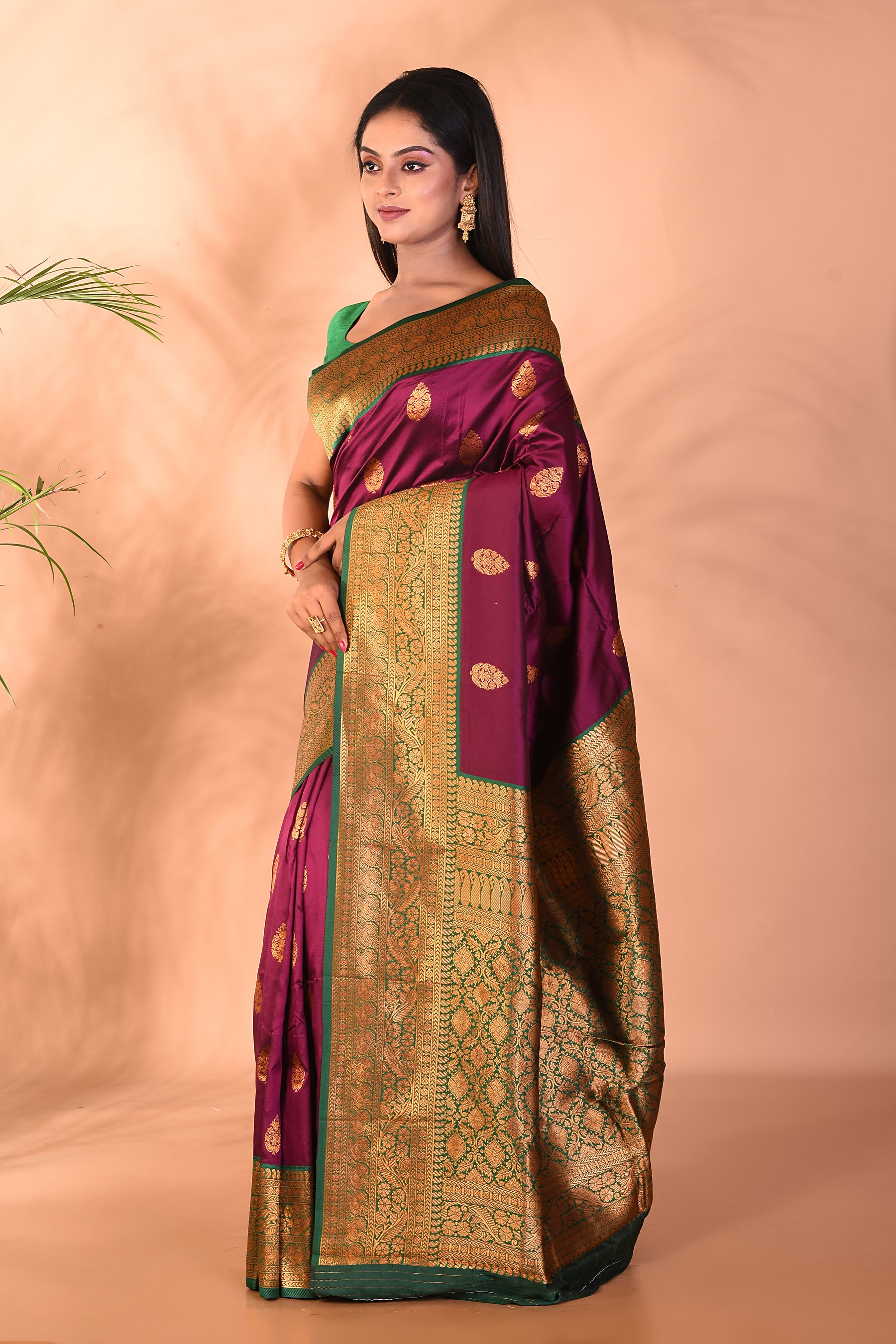 Deep Purple Blended Katan Silk Saree - Keya Seth Exclusive