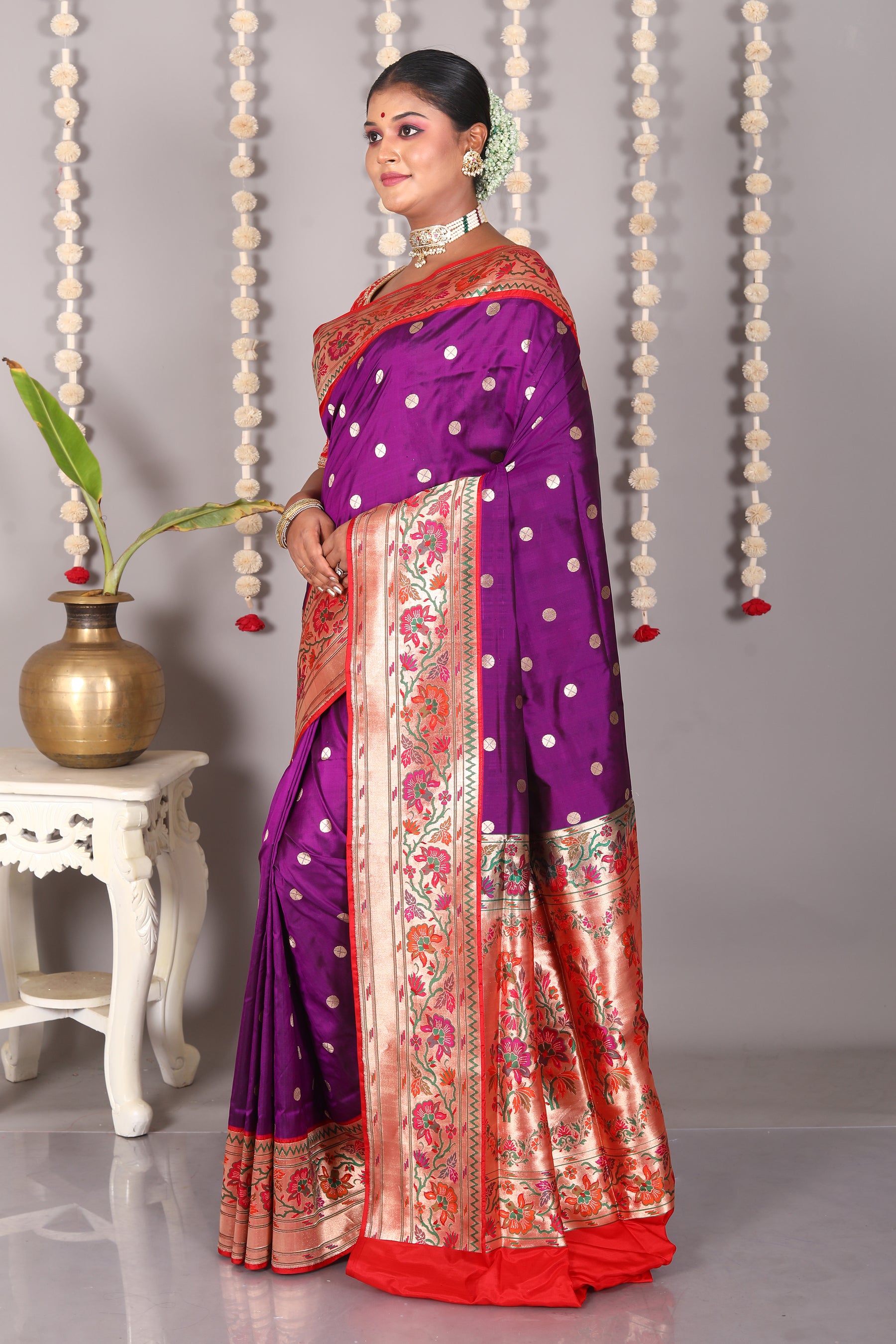 Purple Pure Katan Silk Saree - Keya Seth Exclusive