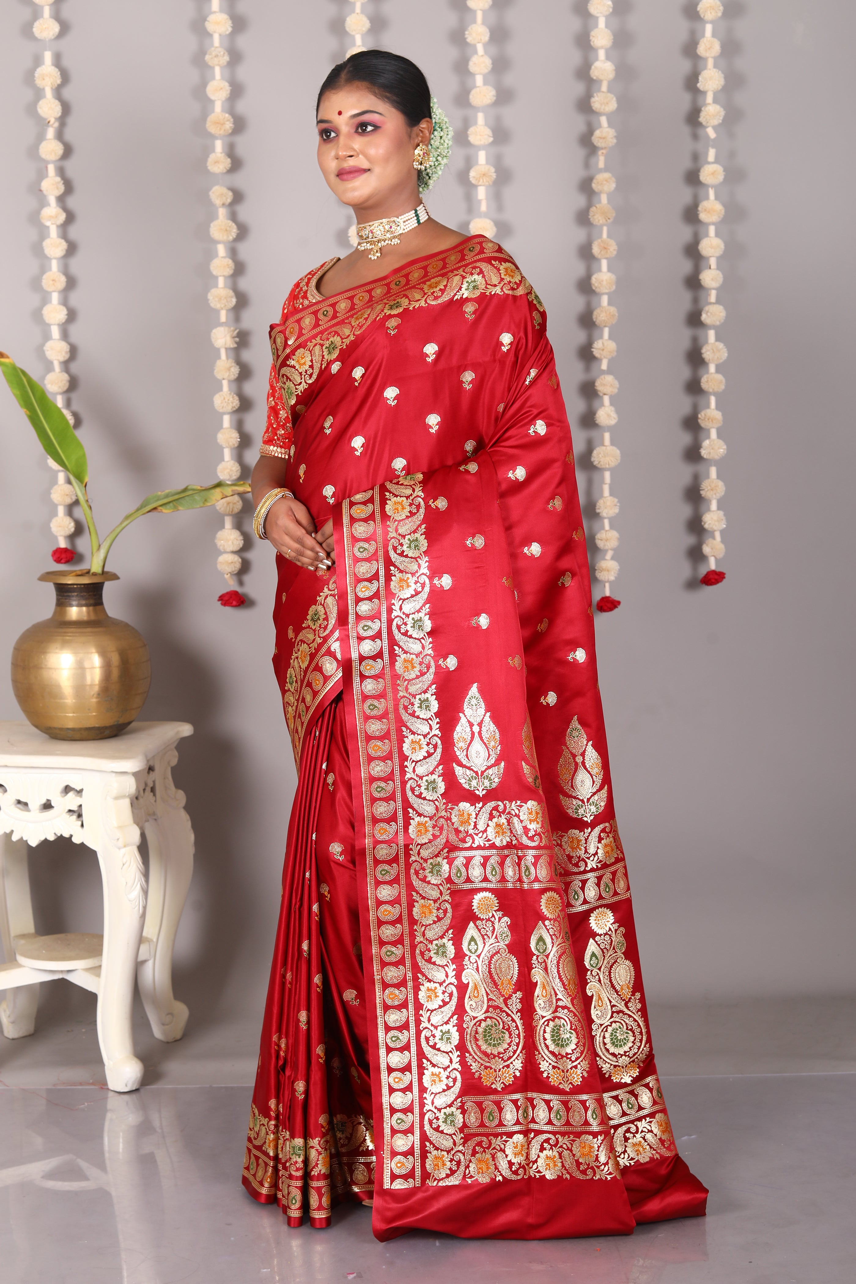 Maroon Pure Banarasi Silk Saree - Keya Seth Exclusive