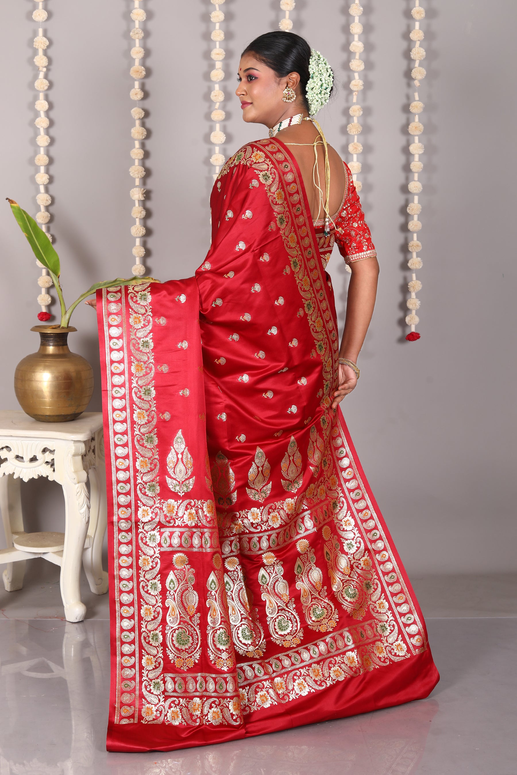 Maroon Pure Banarasi Silk Saree - Keya Seth Exclusive