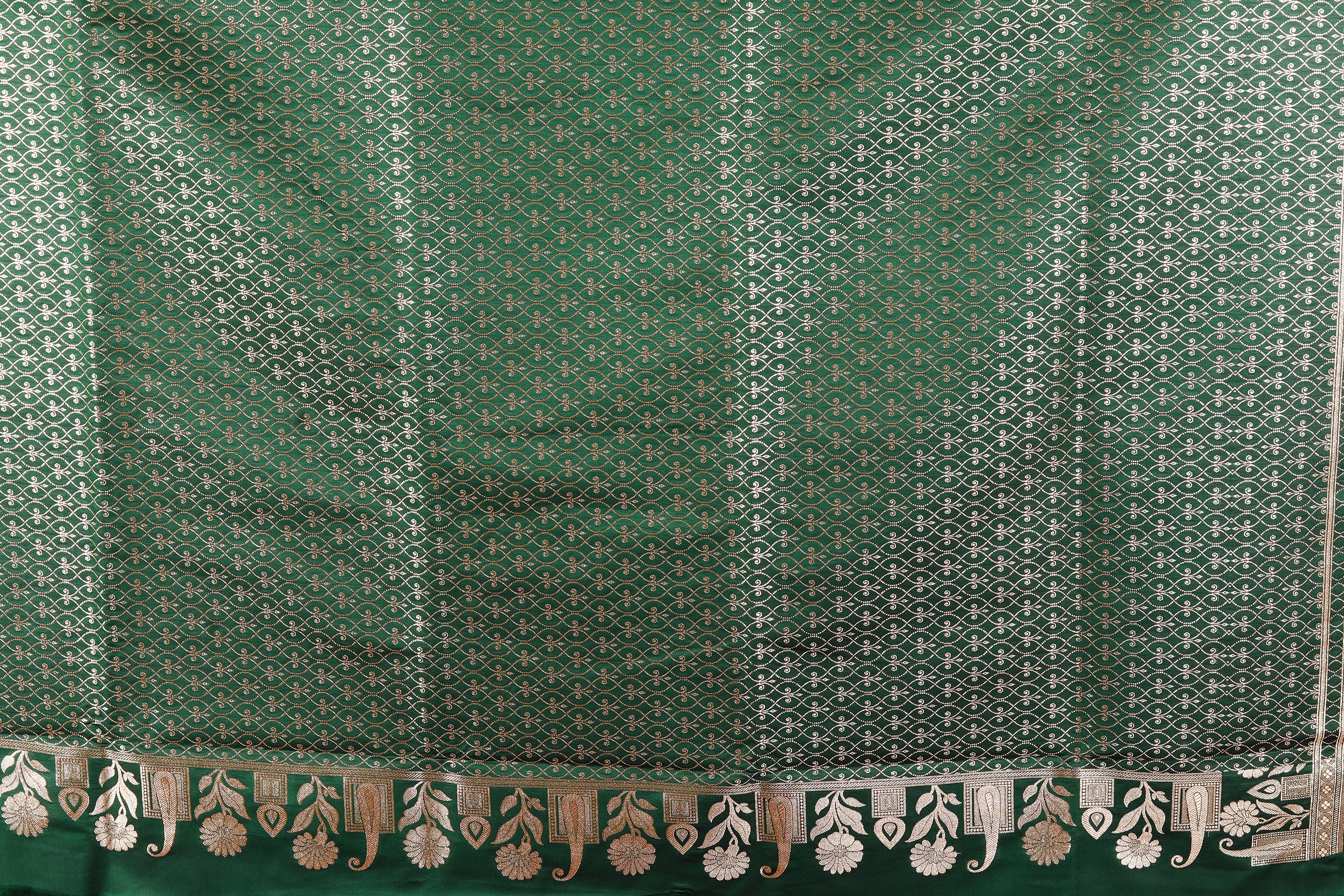 Bottle Green Blended Mashru Katan Banarasi Silk Saree - Keya Seth Exclusive