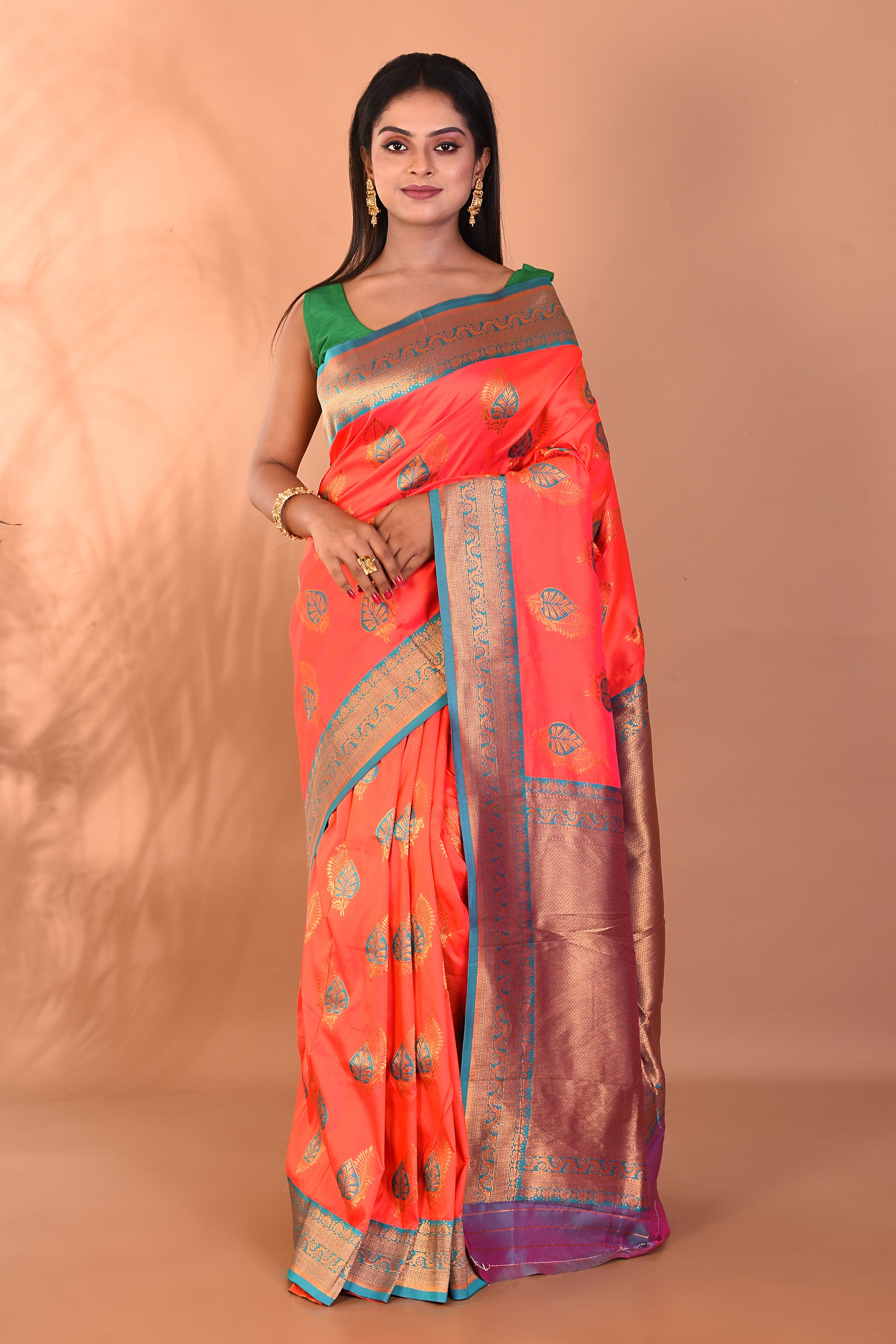 Peachy Pink Blended Kanjivaram Silk Saree - Keya Seth Exclusive