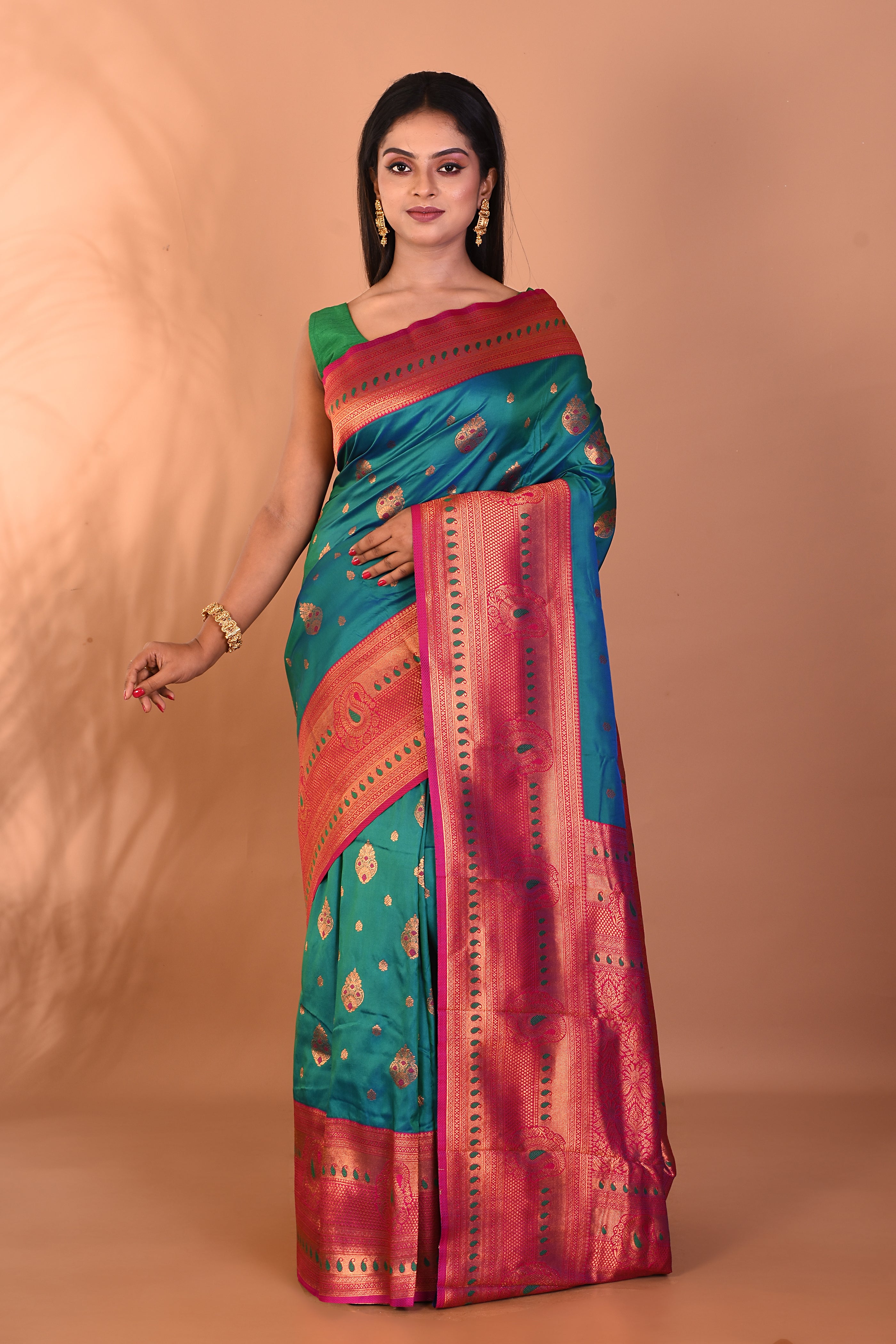 Rama Green Blended Paithani Silk Saree - Keya Seth Exclusive