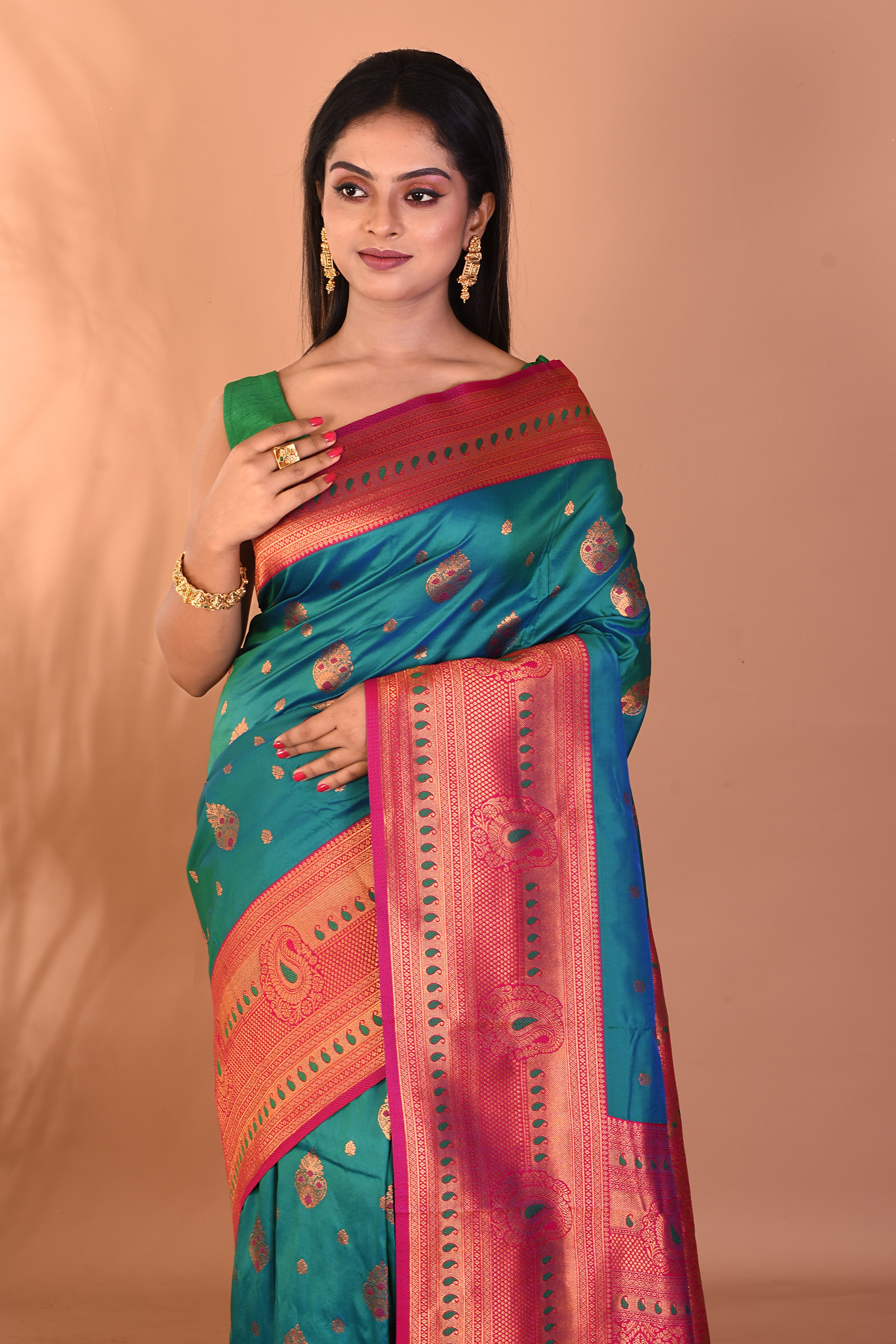 Rama Green Blended Paithani Silk Saree - Keya Seth Exclusive