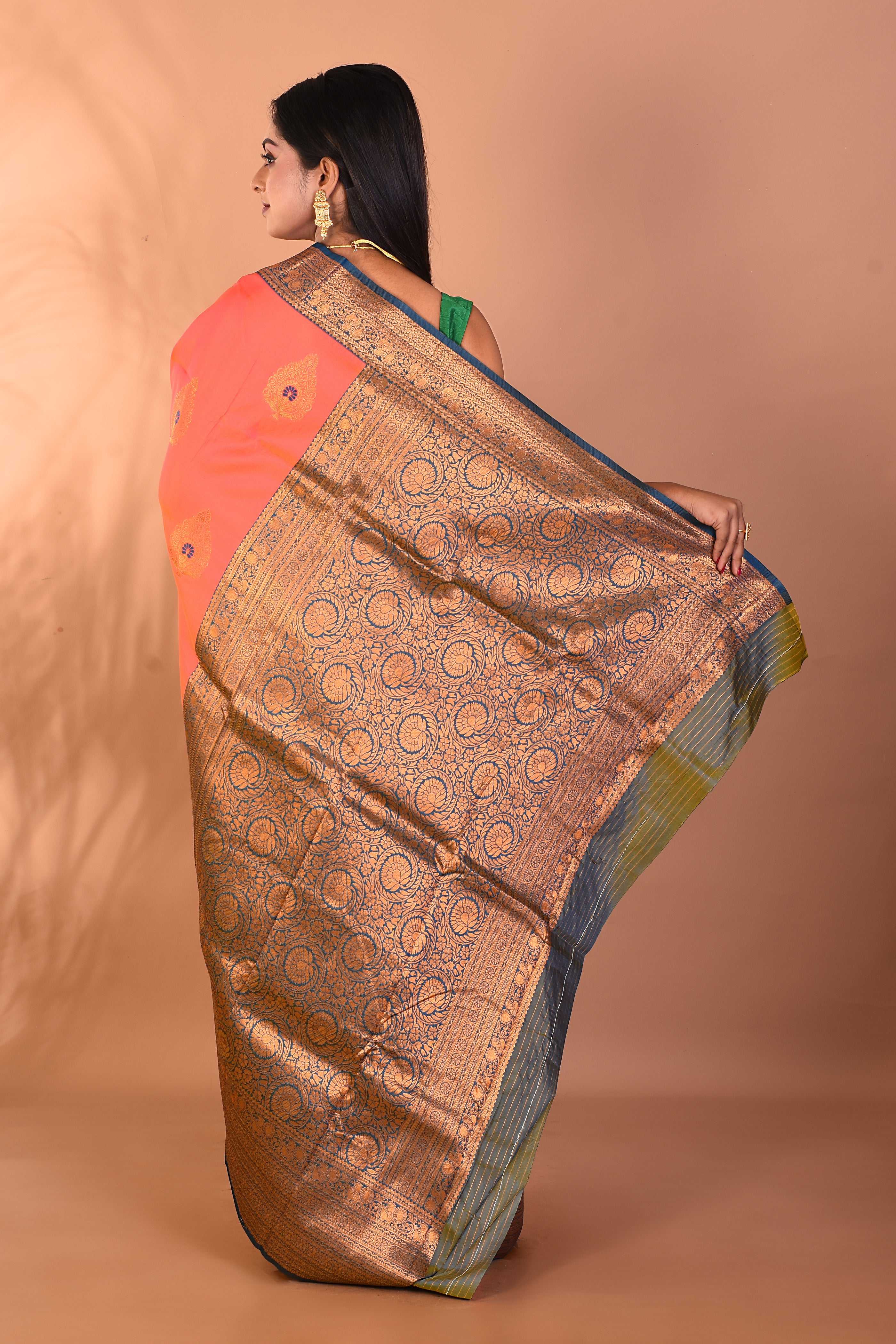 Peach Blended Paithani Silk Saree - Keya Seth Exclusive