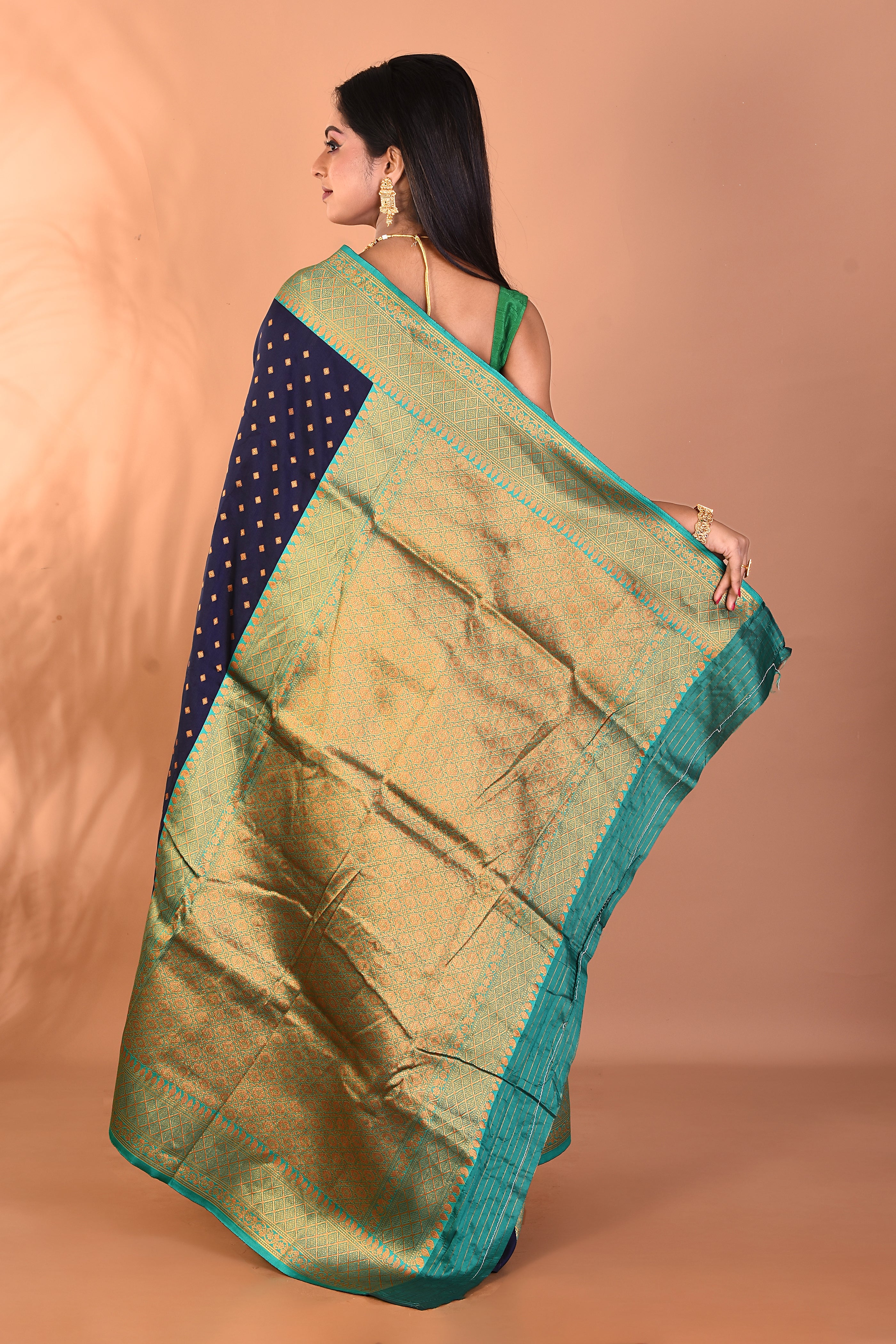 Navy Blue Blended Paithani Silk Saree - Keya Seth Exclusive