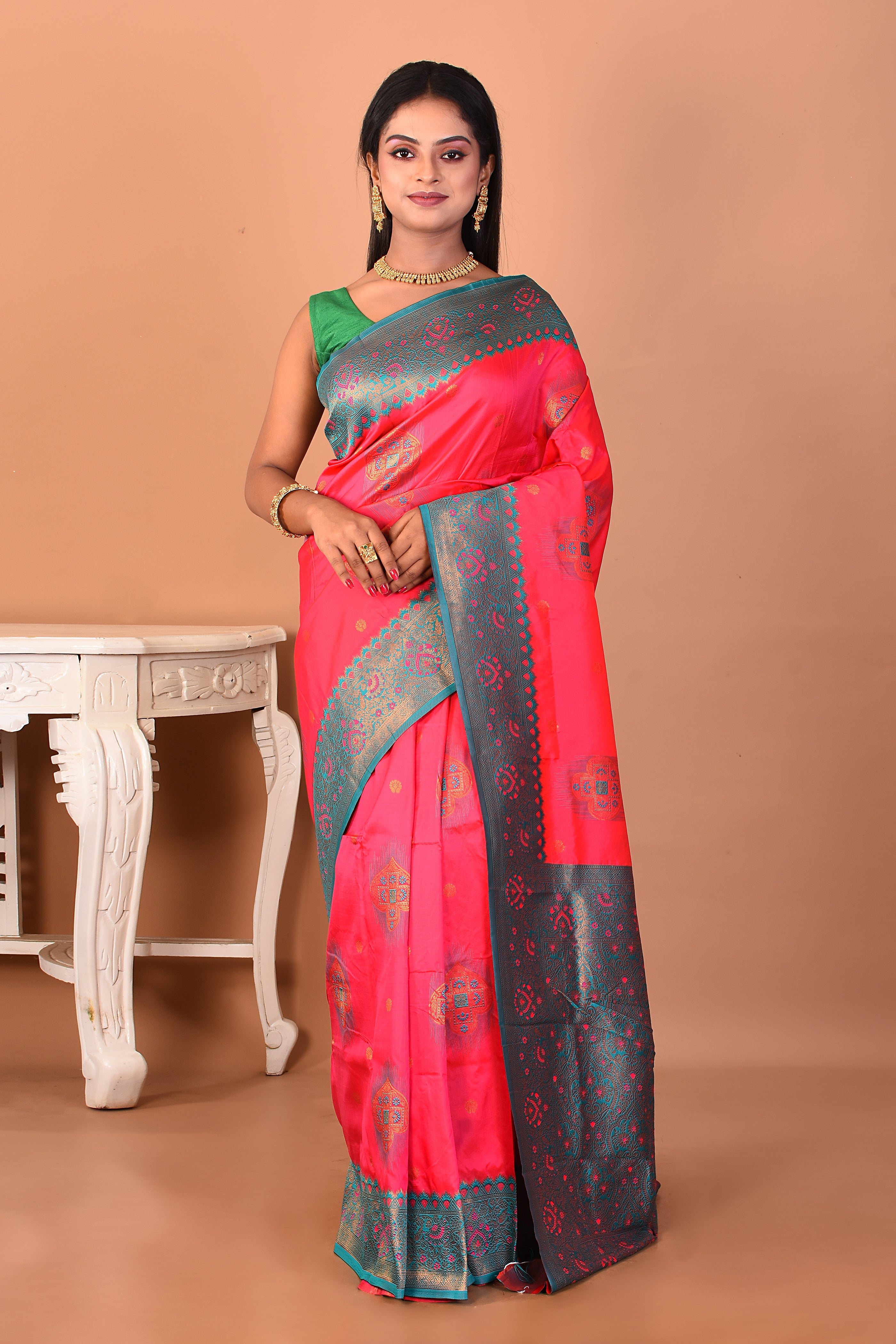 Pink Blended Mushroo Silk Saree - Keya Seth Exclusive