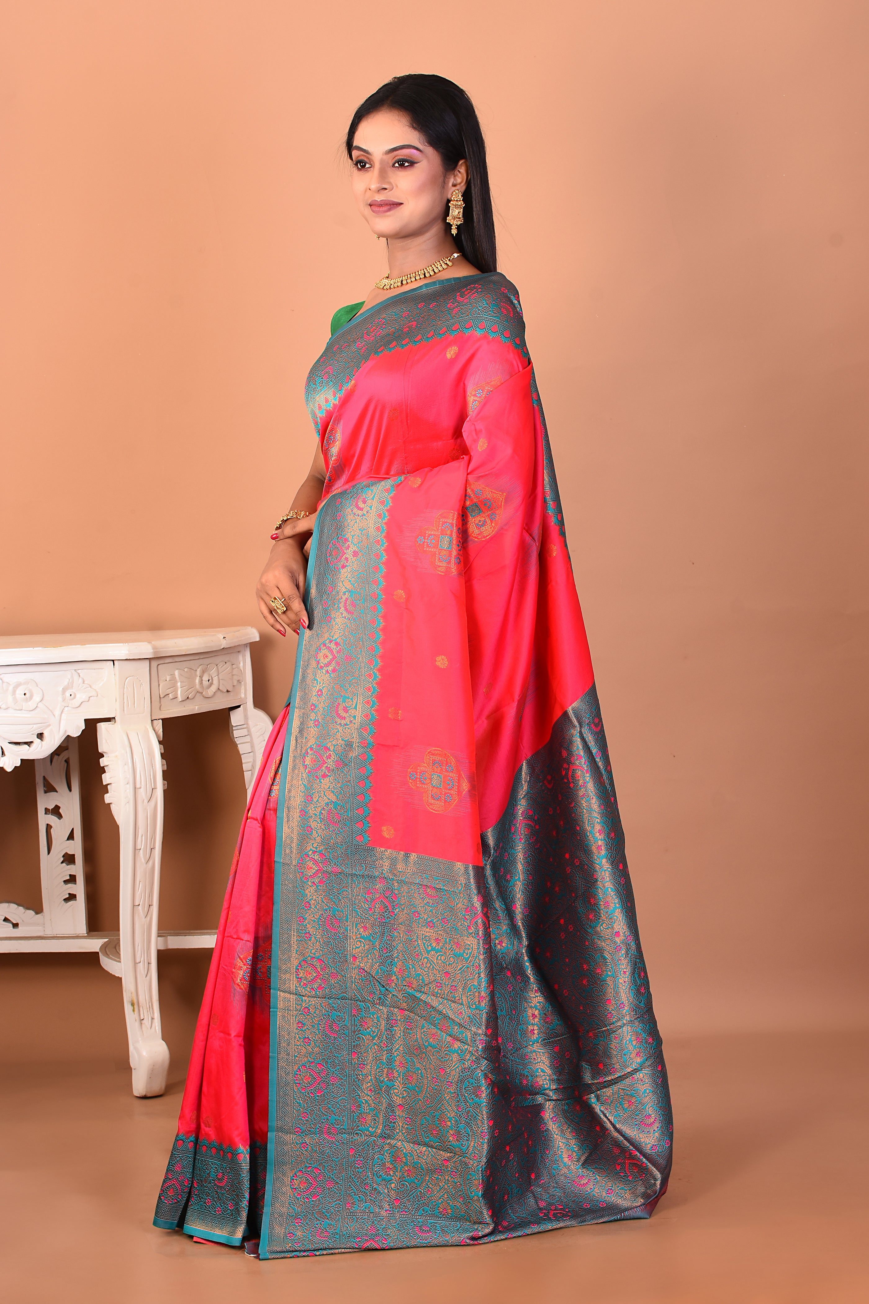 Pink Blended Mushroo Silk Saree - Keya Seth Exclusive
