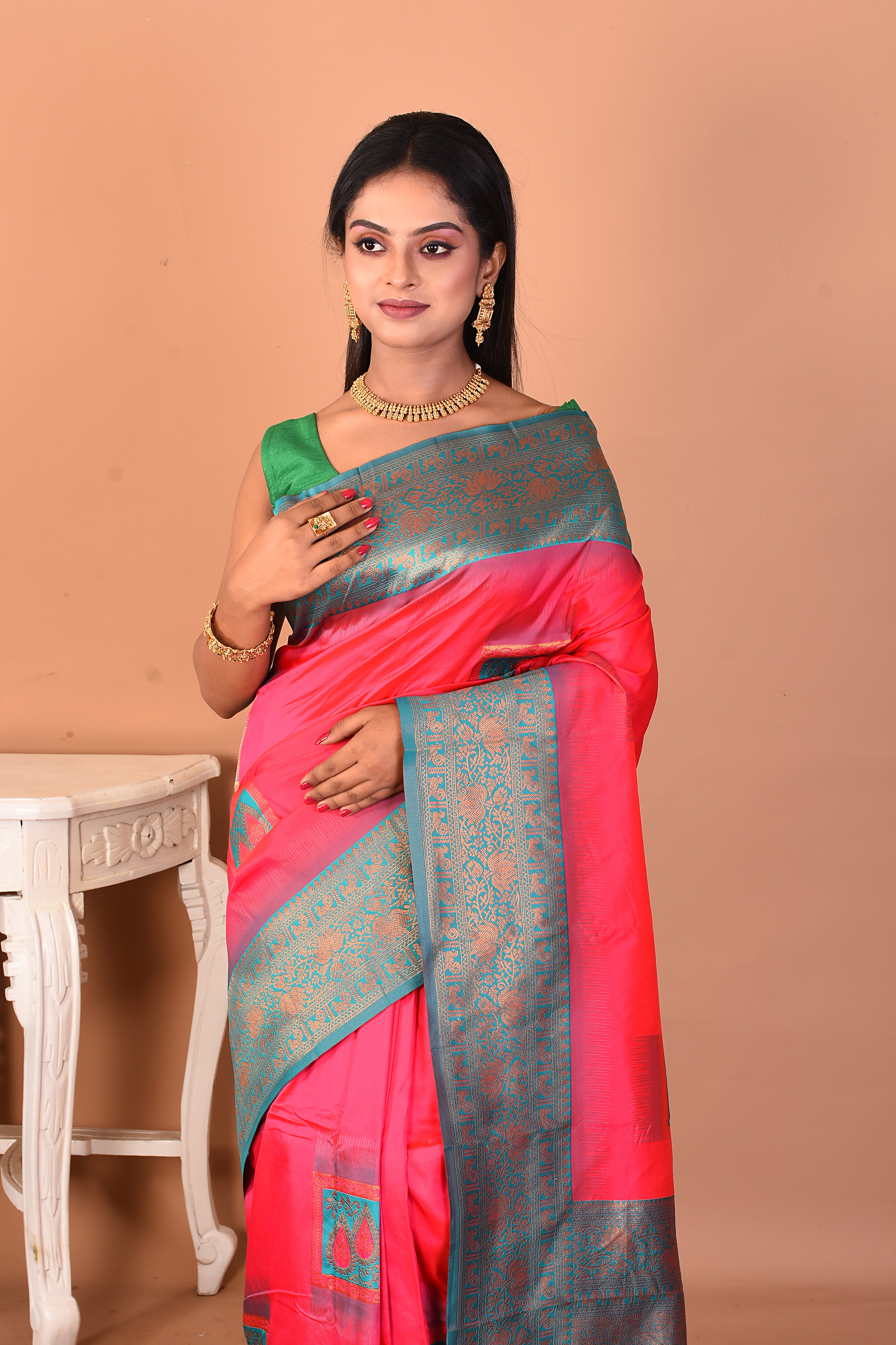 Pink Blended Kanjivaram Silk Saree - Keya Seth Exclusive