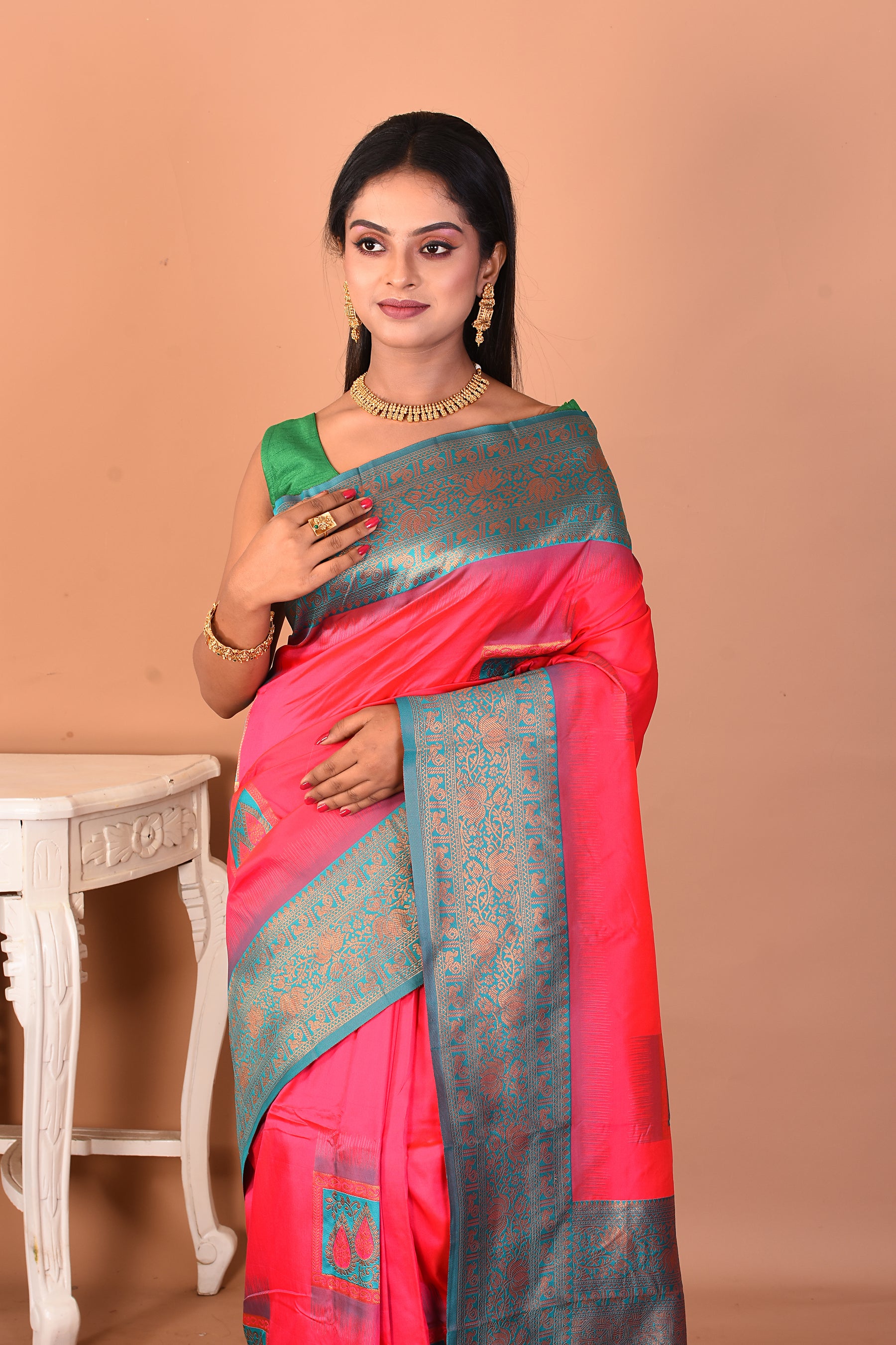 Pink Blended Kanjivaram Silk Saree - Keya Seth Exclusive