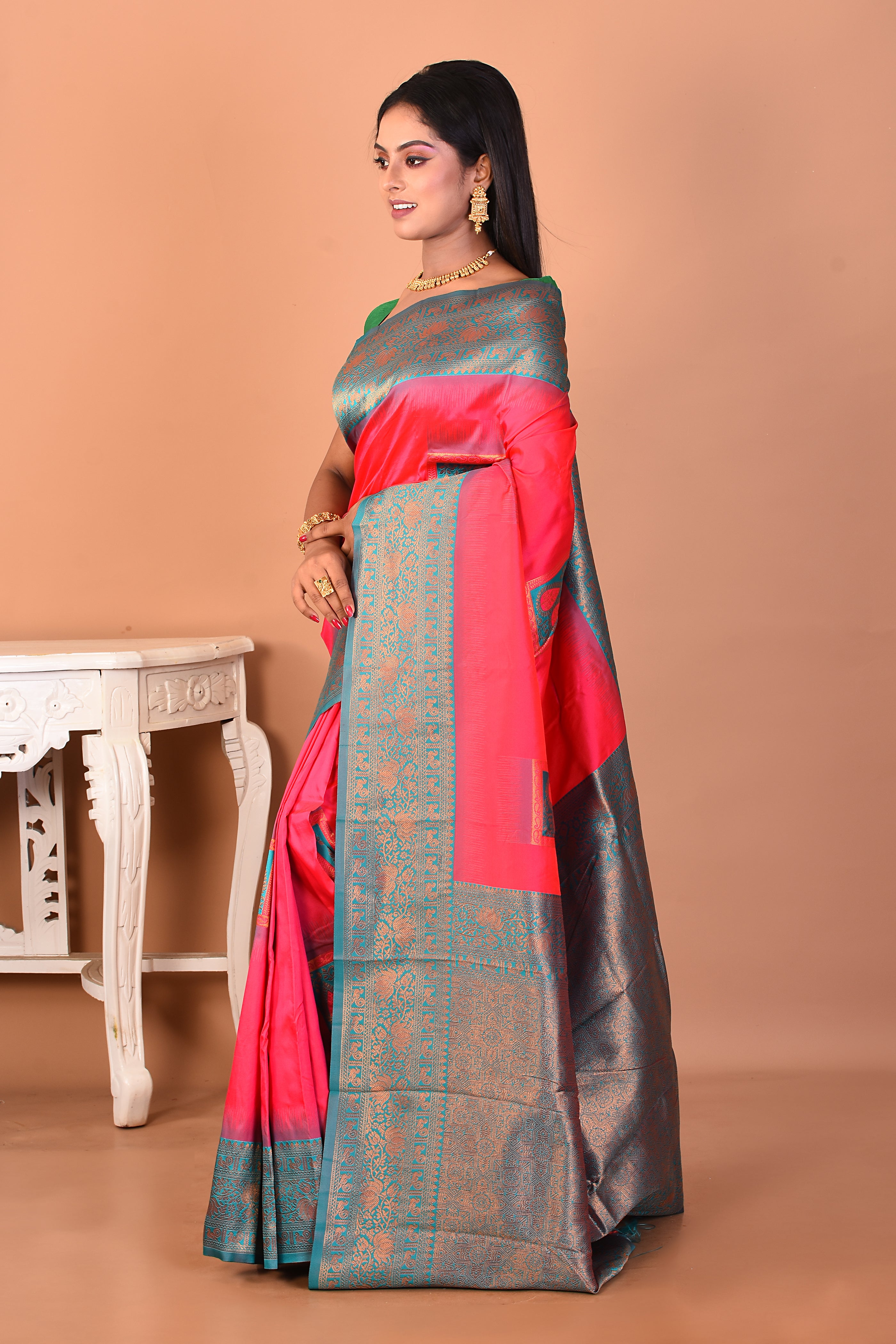Pink Blended Kanjivaram Silk Saree - Keya Seth Exclusive