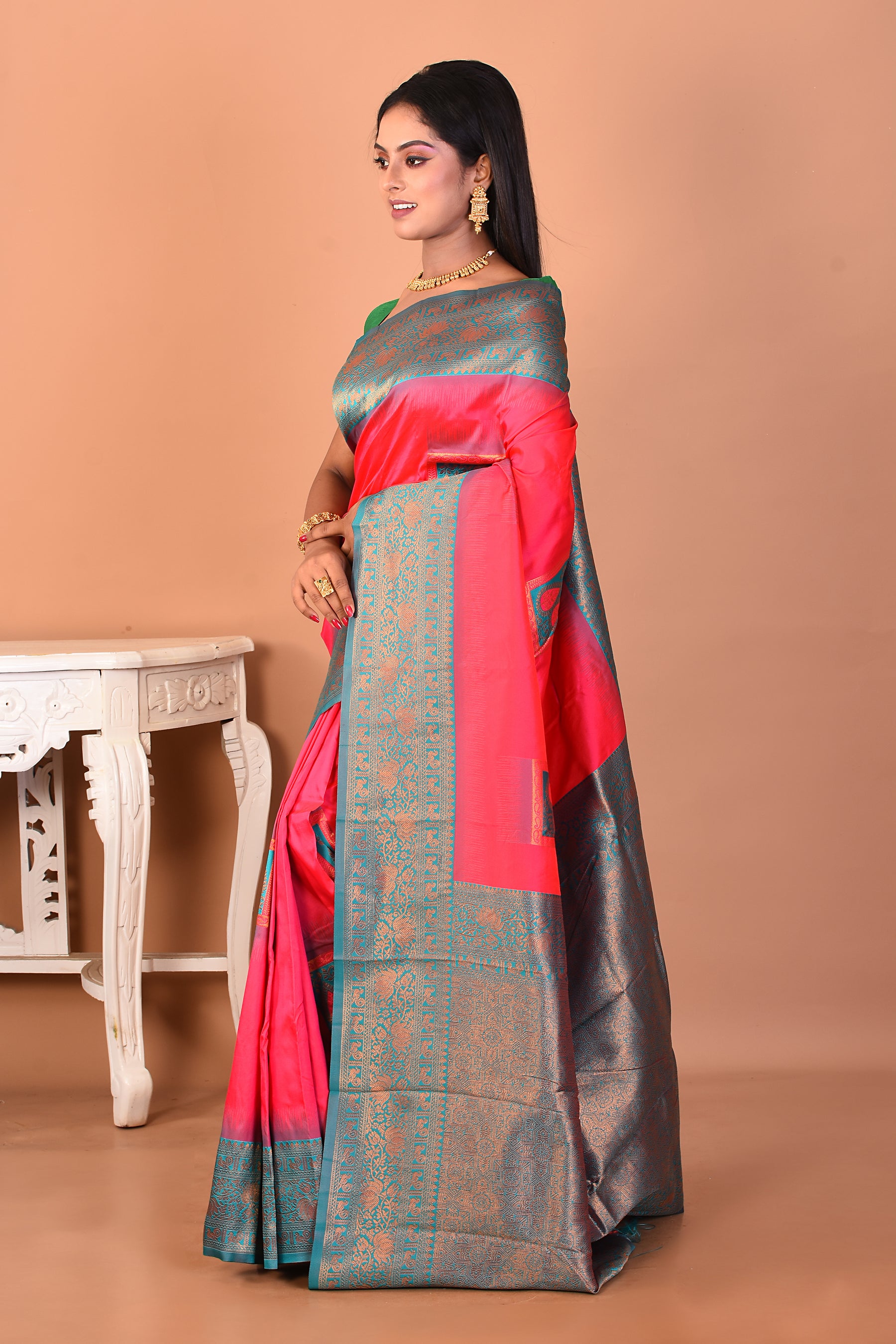 Pink Blended Kanjivaram Silk Saree - Keya Seth Exclusive