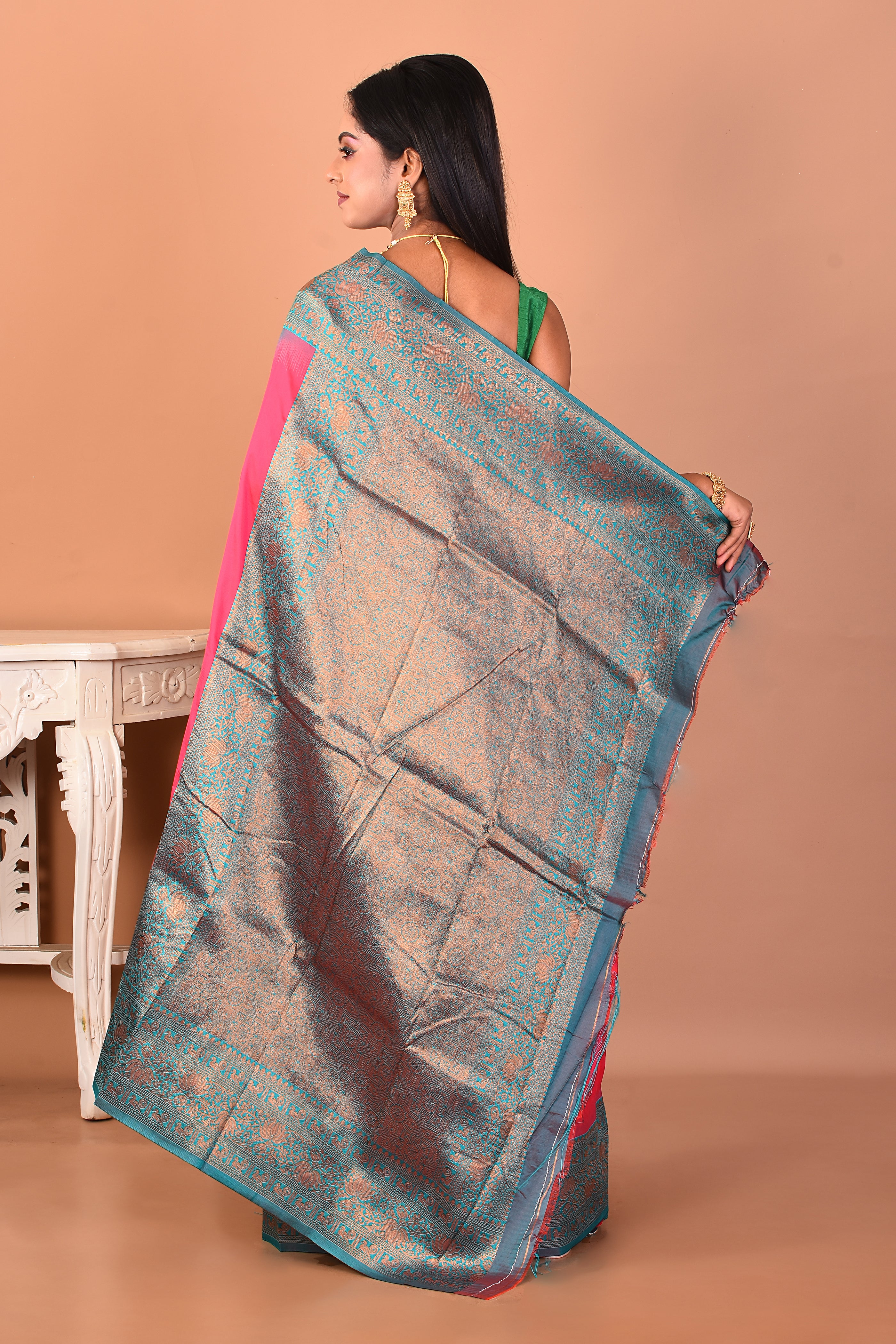 Pink Blended Kanjivaram Silk Saree - Keya Seth Exclusive